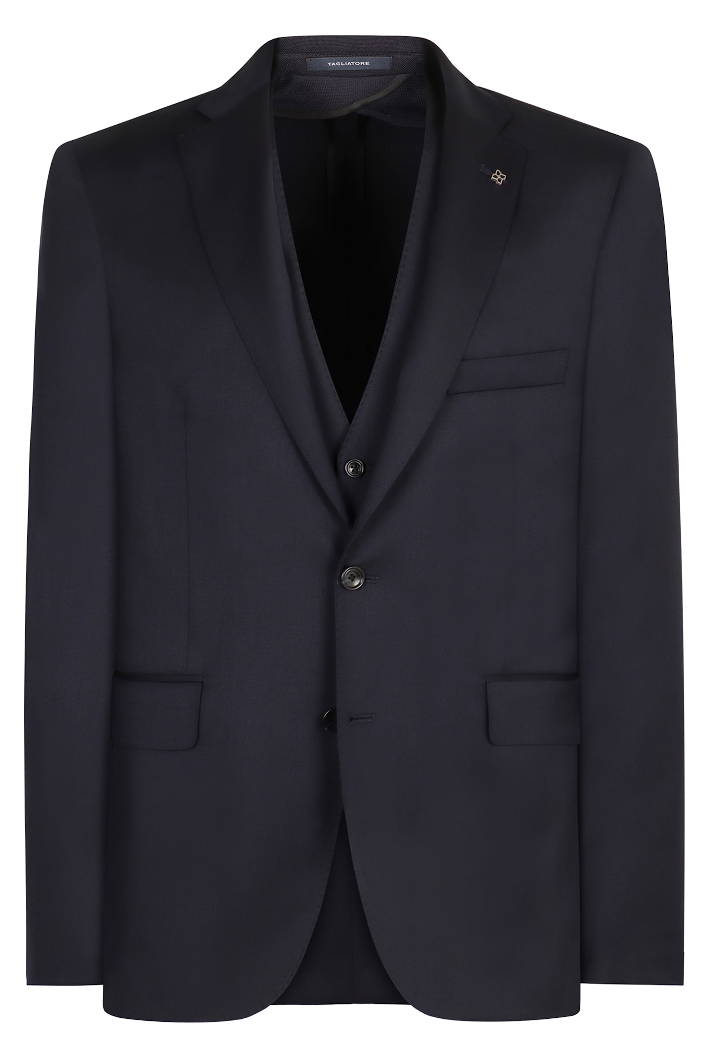 Tagliatore Three-piece Wool Suit In Black