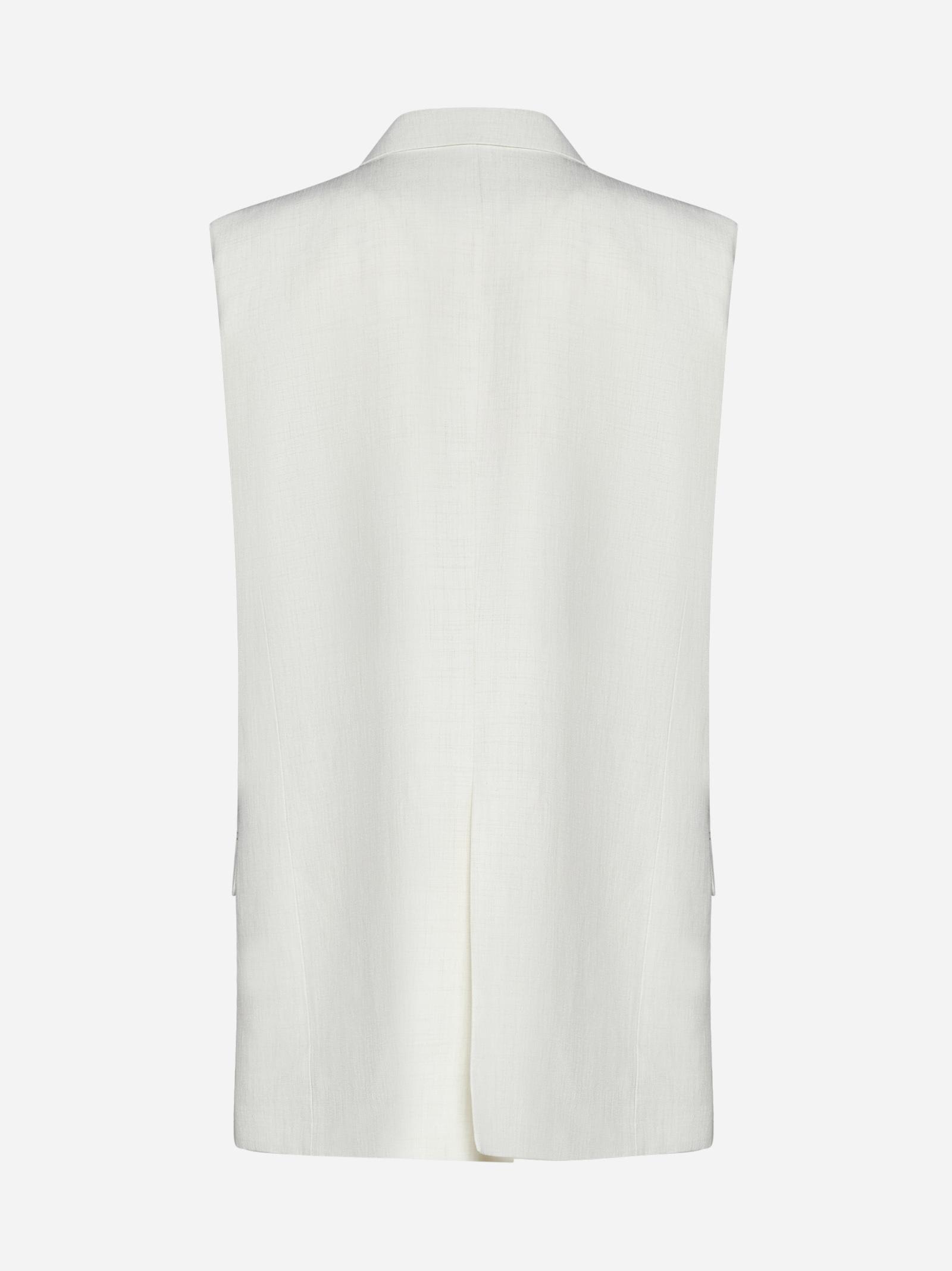Shop Fabiana Filippi Cloth Double/breasted Sleeveless Blazer In White