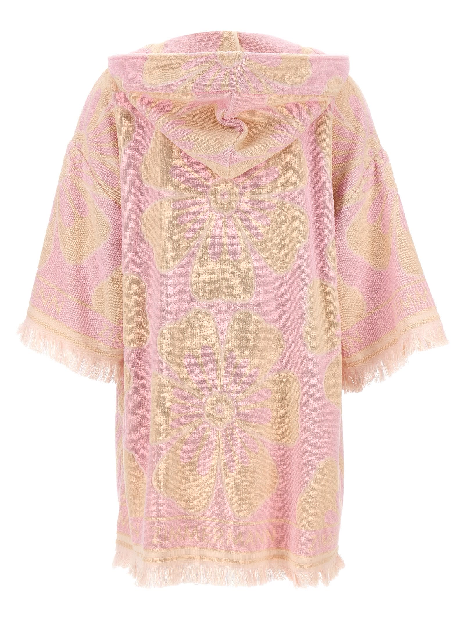 Shop Zimmermann Pop Hooded Towel Mini Dress In Pink