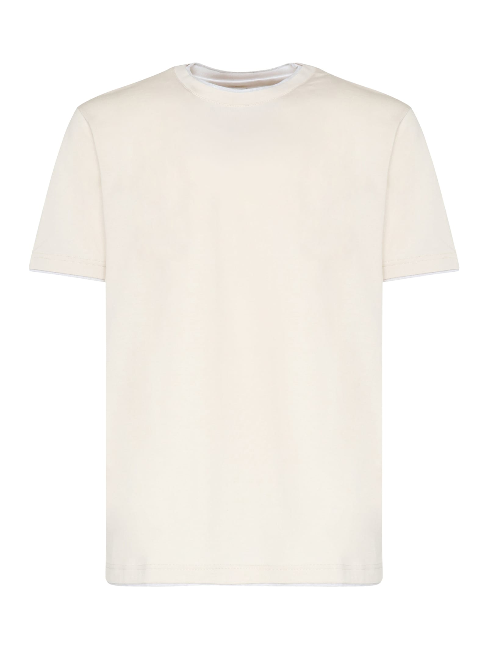 Eleventy Sand Cotton Crew Neck T-shirt In White
