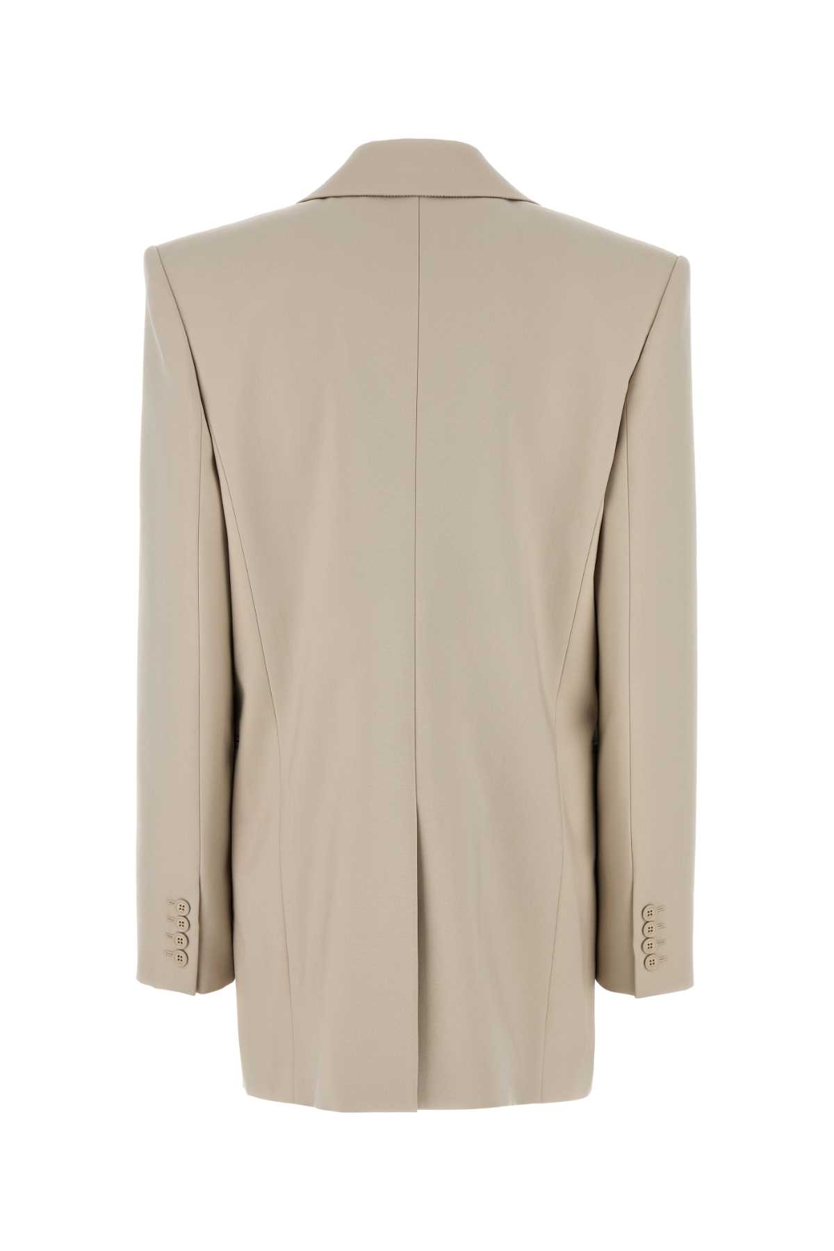 Saint Laurent White Single-breasted Jacket With Peak Revers In Wool Woman In Beige