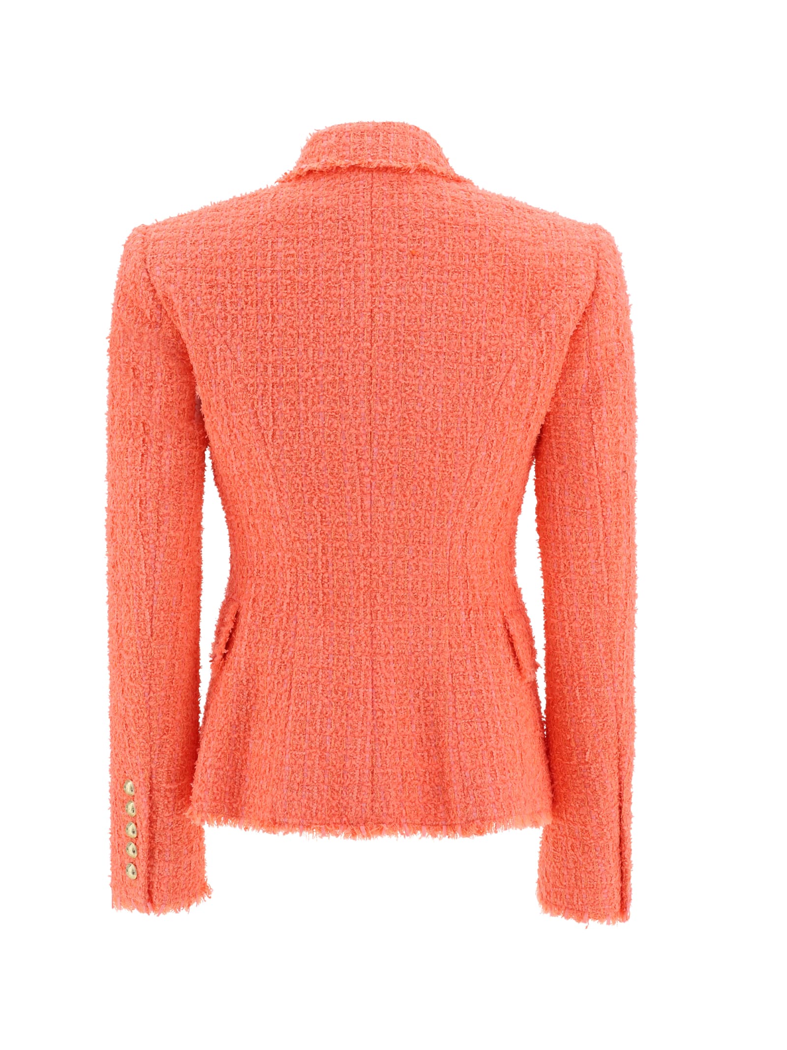Balmain Stylish Double-breasted Wool Jacket For Women In Pink In Saumon