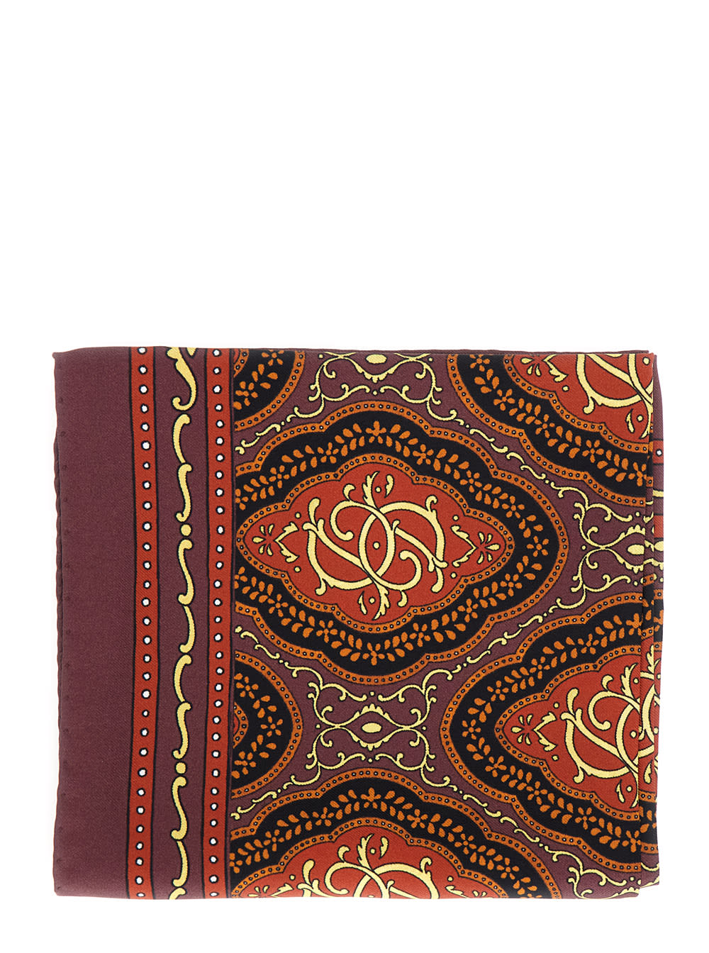 Drôle De Monsieur 'le Foulard Médaillon' Bordeaux Square Scarf With All-over Print In Silk Woman In Burgundy