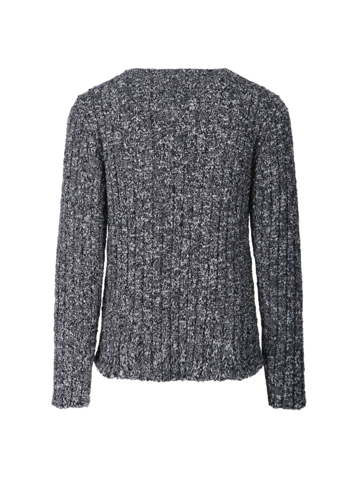 Dolce & Gabbana Textured Fabric Round Neck Long Sleeve Sweater In Gray