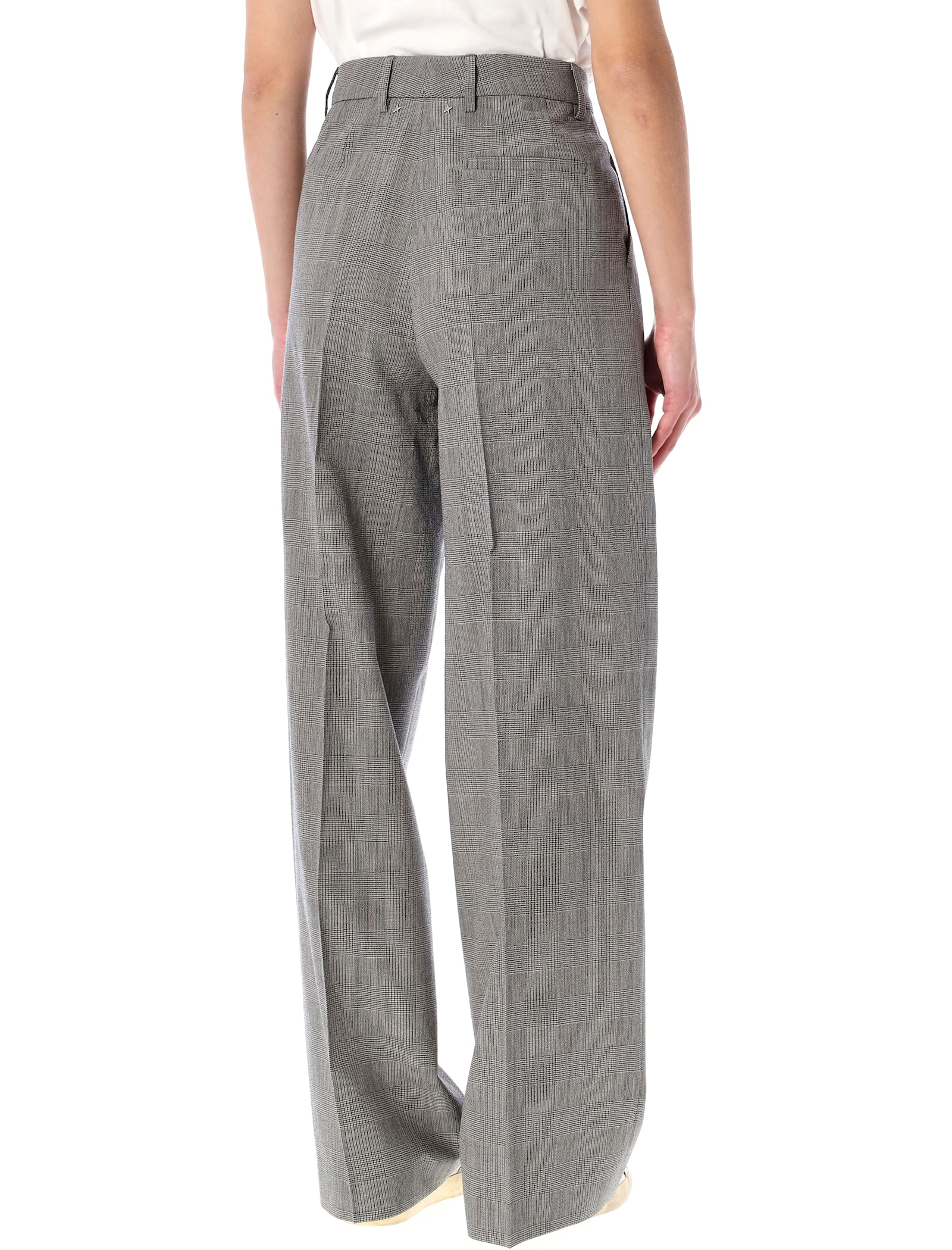 Golden Goose Grey Prince-of-wales Oversize Trousers In Gray