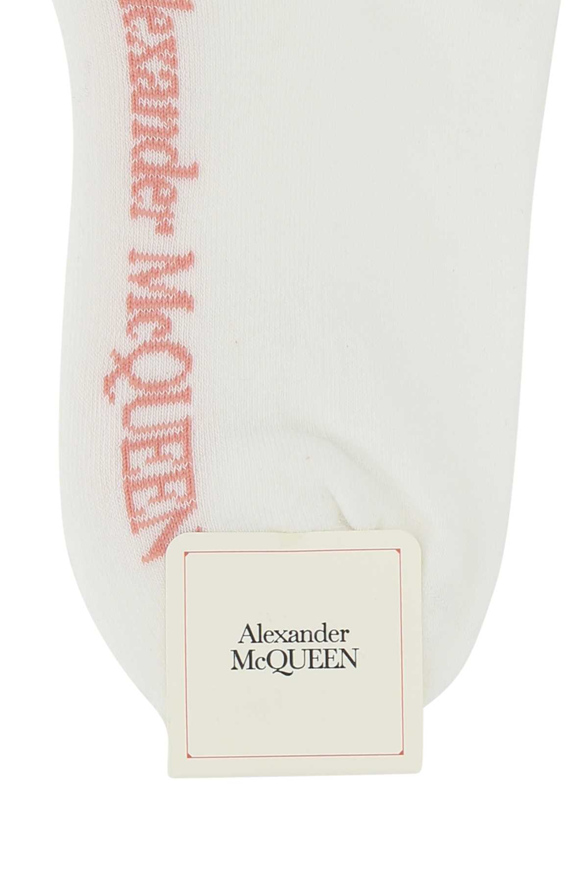 Alexander Mcqueen White Stretch Cotton Blend Socks In 9039