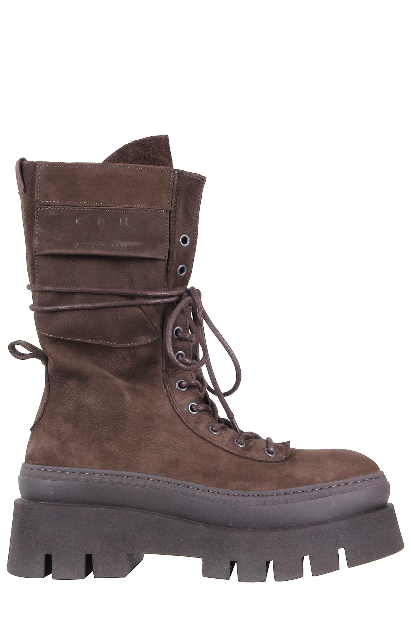 Copenhagen Nabuc Lace Up Mid Boots In Brown