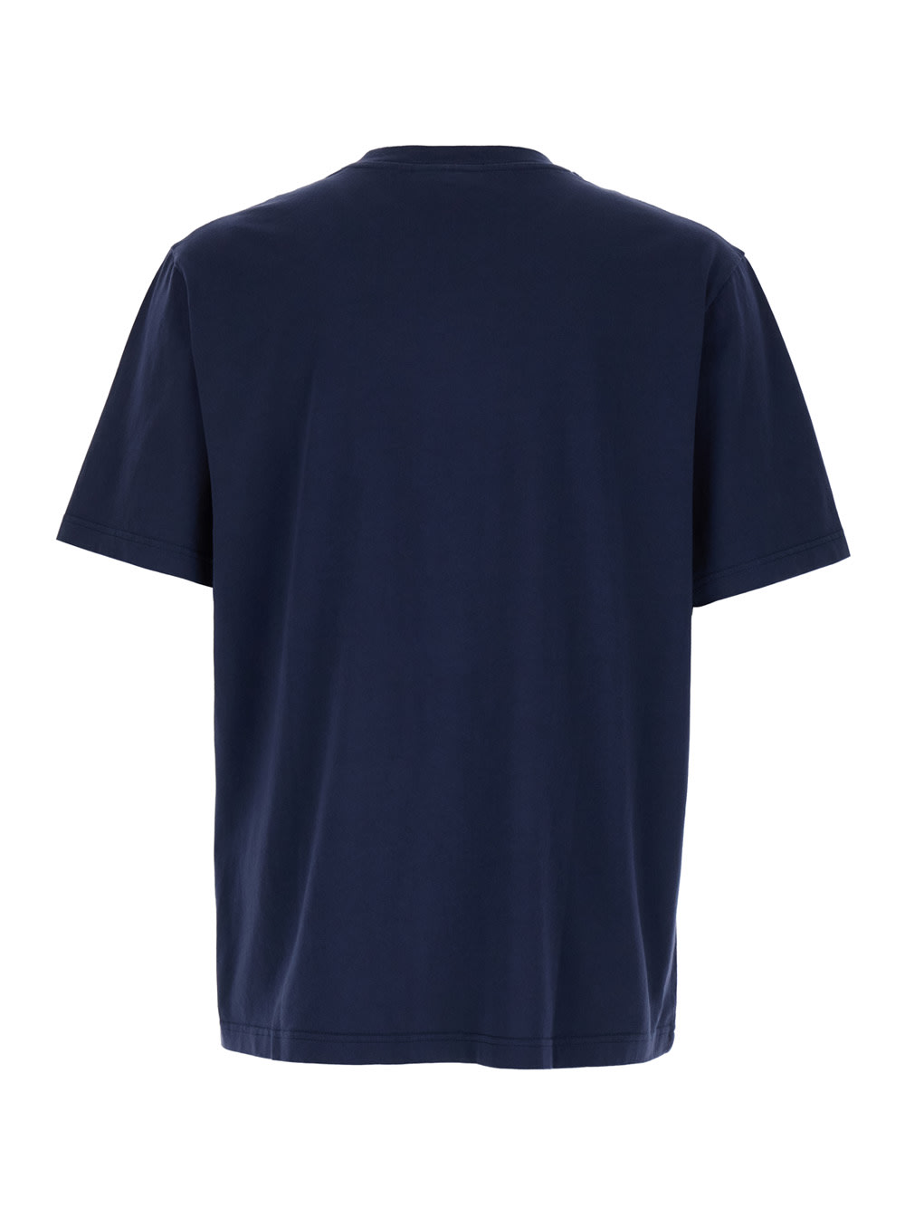 Shop Maison Kitsuné Blue T-shirt With Logo Detail In Cotton Man
