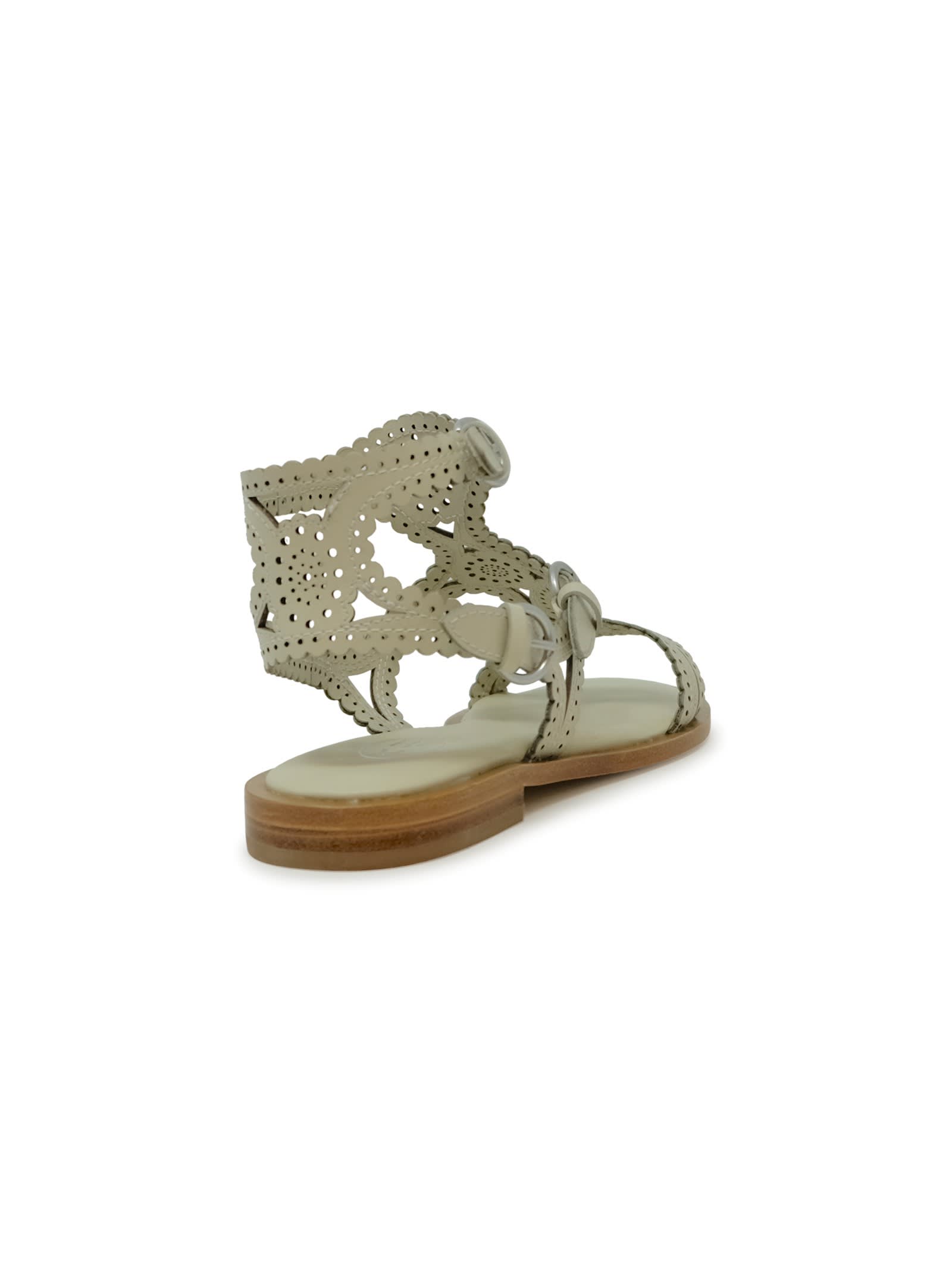 Ash Paprika Talc Flat Sandal In Neutral