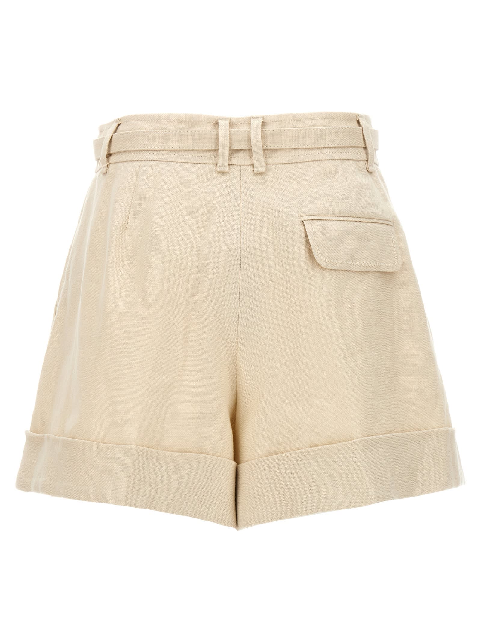 Shop Zimmermann Matchmaker Tuck Front Shorts In White
