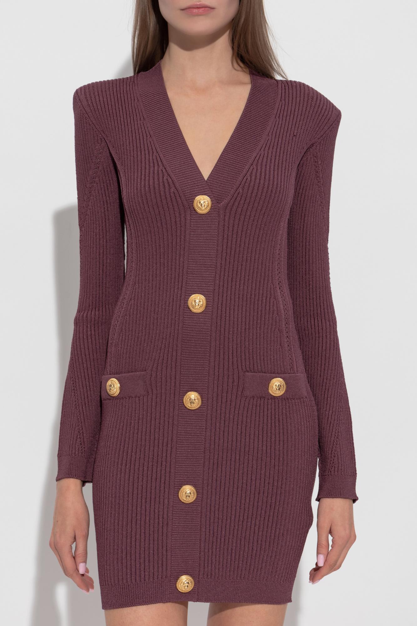 Balmain Dress With Decorative Buttons In Red