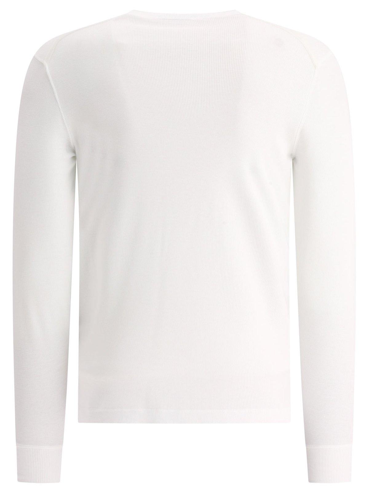 Shop Tom Ford Buttoned Long-sleeved T-shirt In White