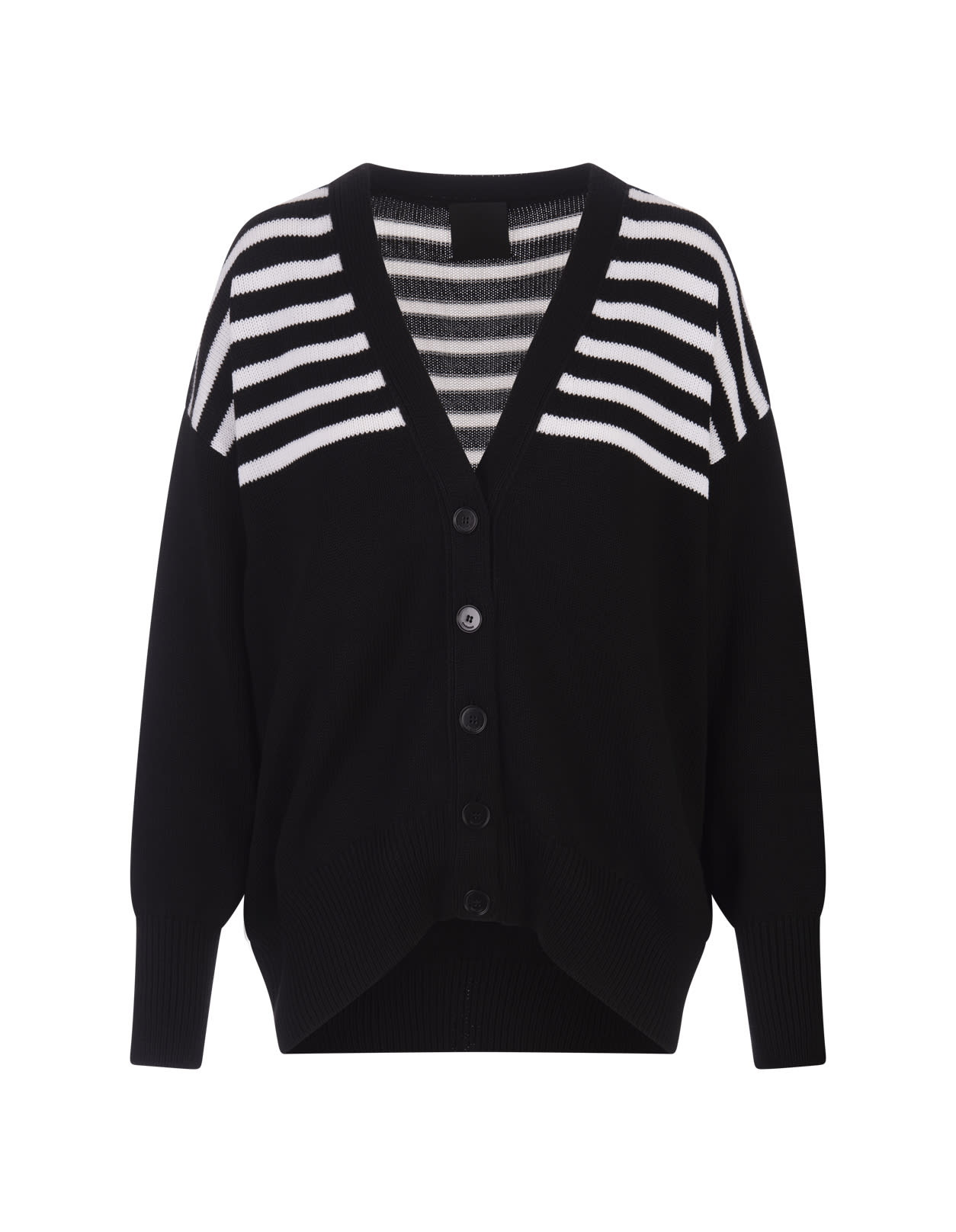 Shop Givenchy 4g Striped Cardigan In Black Cotton