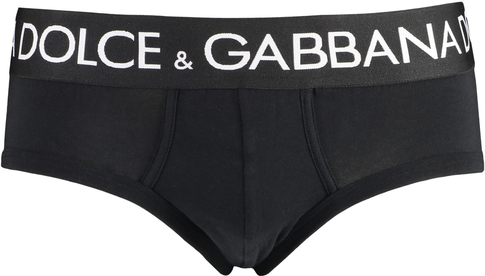 Shop Dolce & Gabbana Brando Set Of Two Cotton Briefs With Logoed Elastic Band In Black