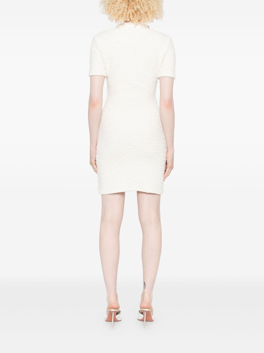 Self-portrait Embellished Button-detailed Mini Dress In Neutral