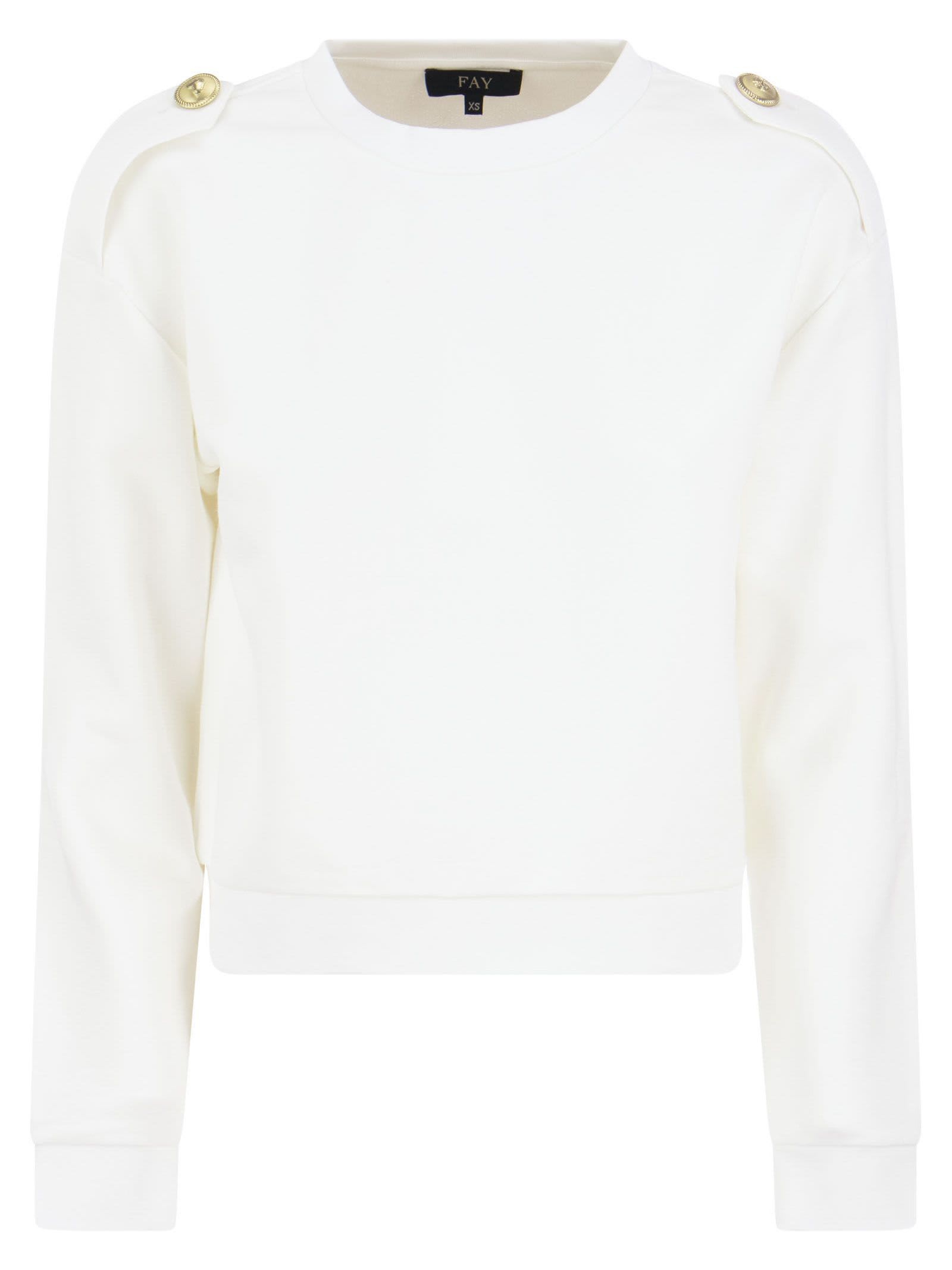 Fay White Cotton Blend Sweatshirt