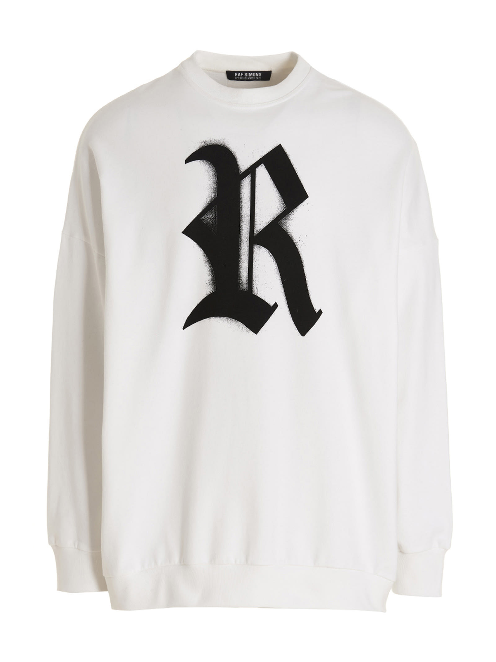 Shop Raf Simons R Sweatshirt In White/black