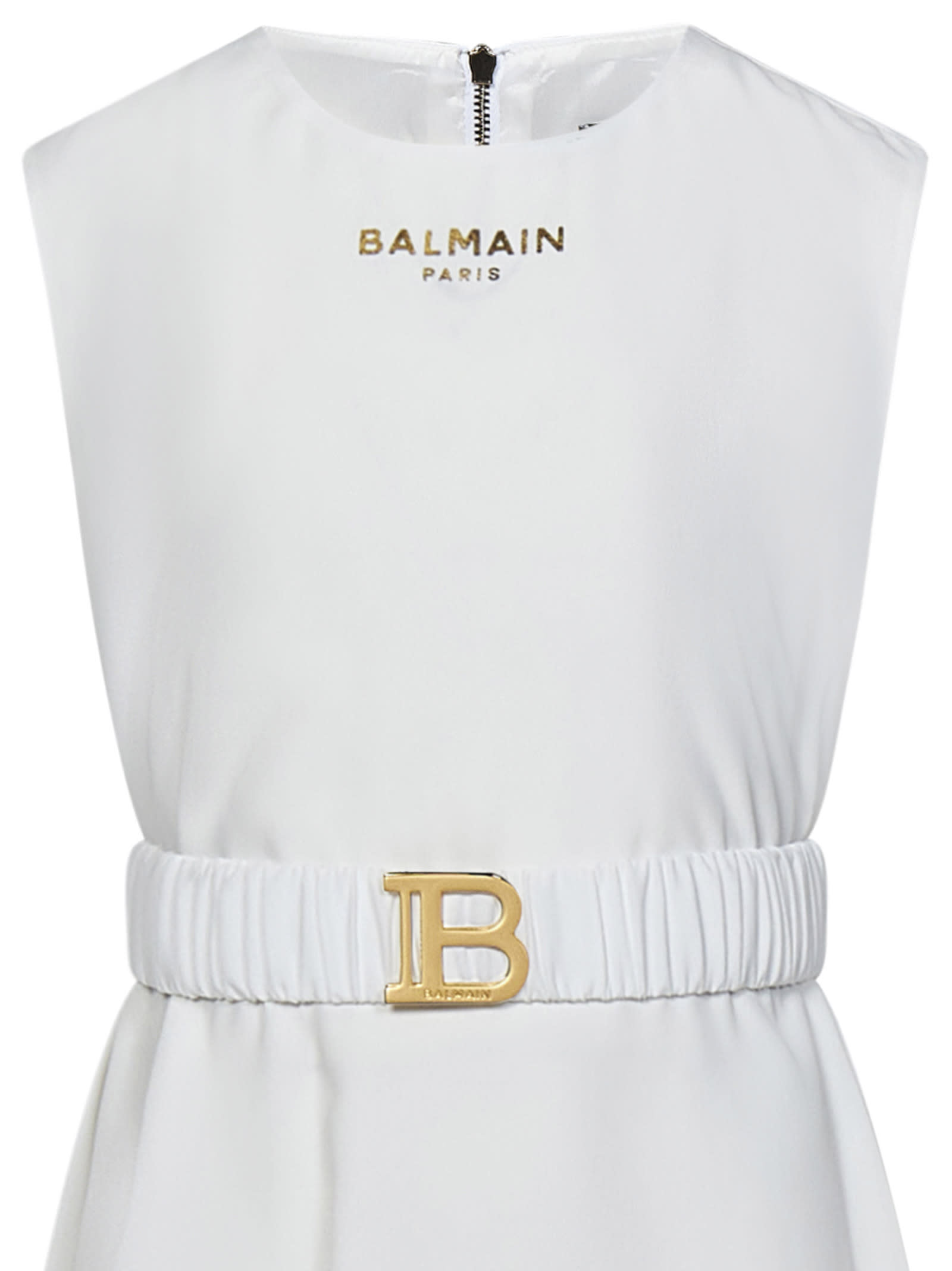 Shop Balmain Dress In Ivory/gold