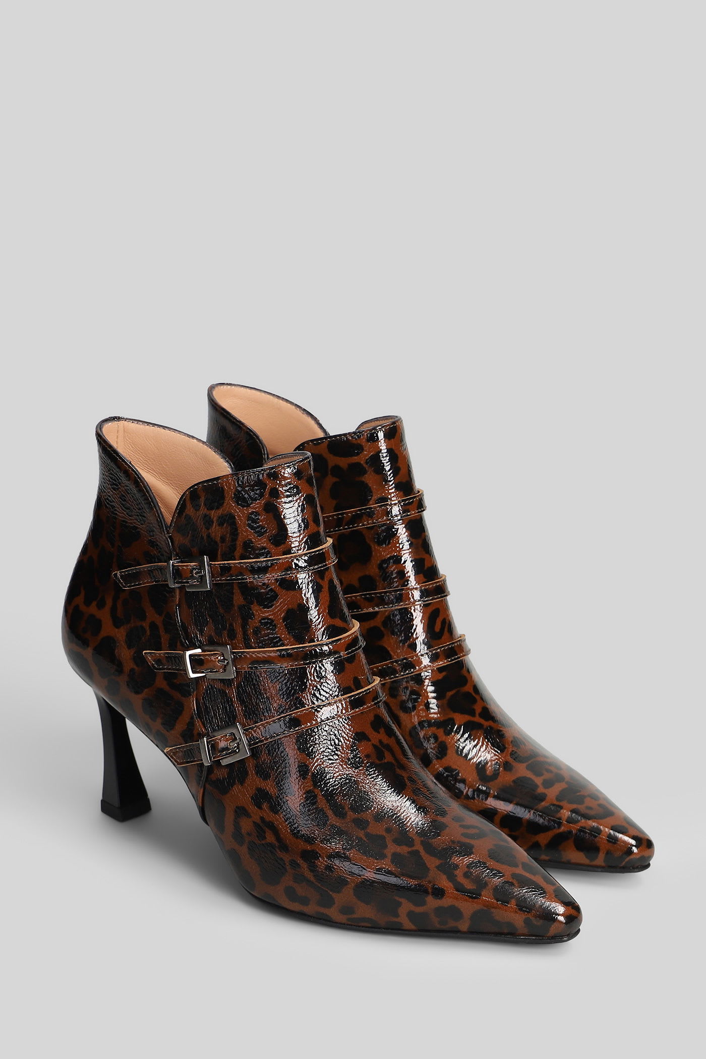 The Seller High Heels Ankle Boots In Animalier Leather In Animal Print