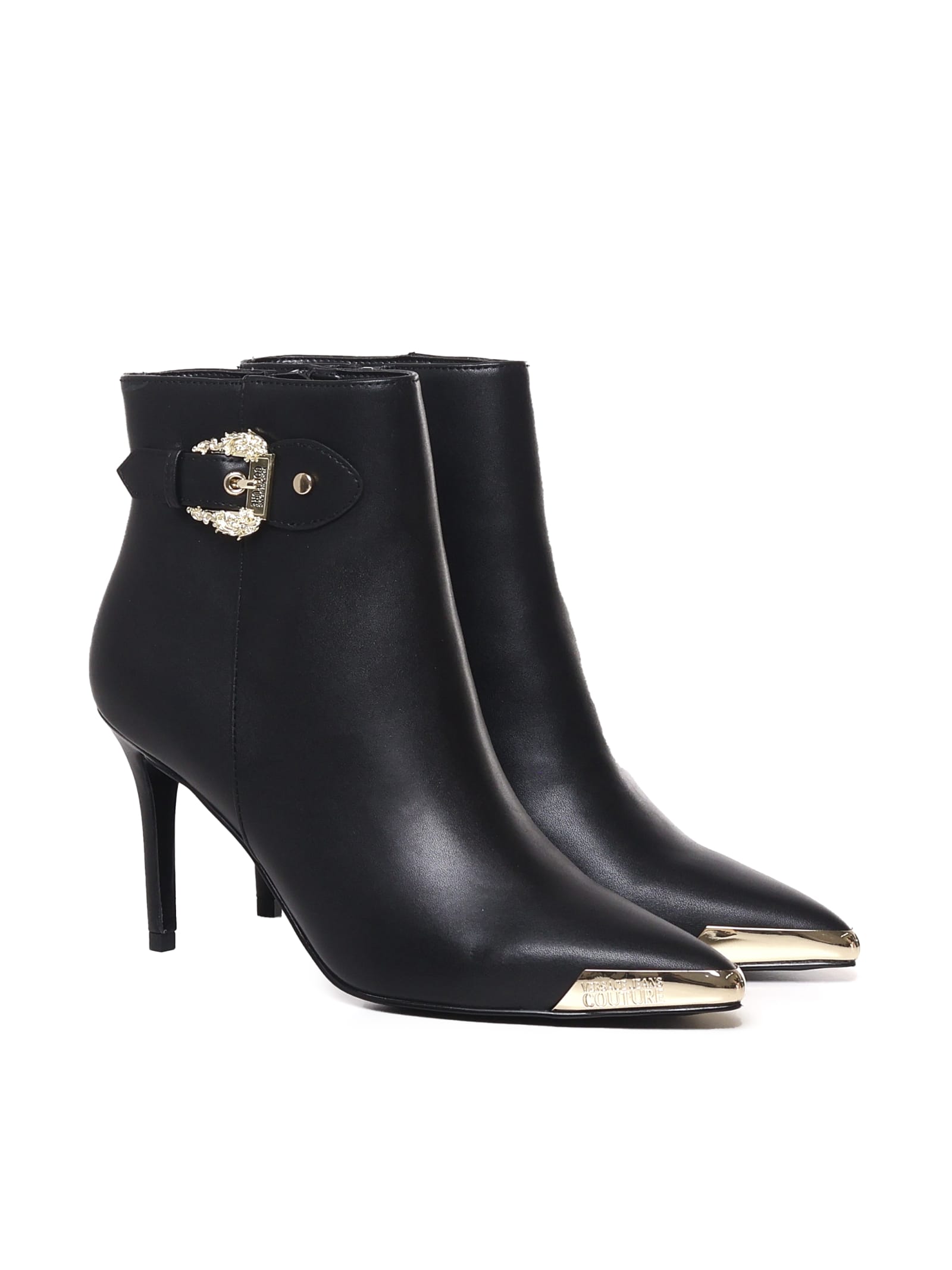 Shop Versace Jeans Couture Ankle Boot With Buckle On The Ankle In Black