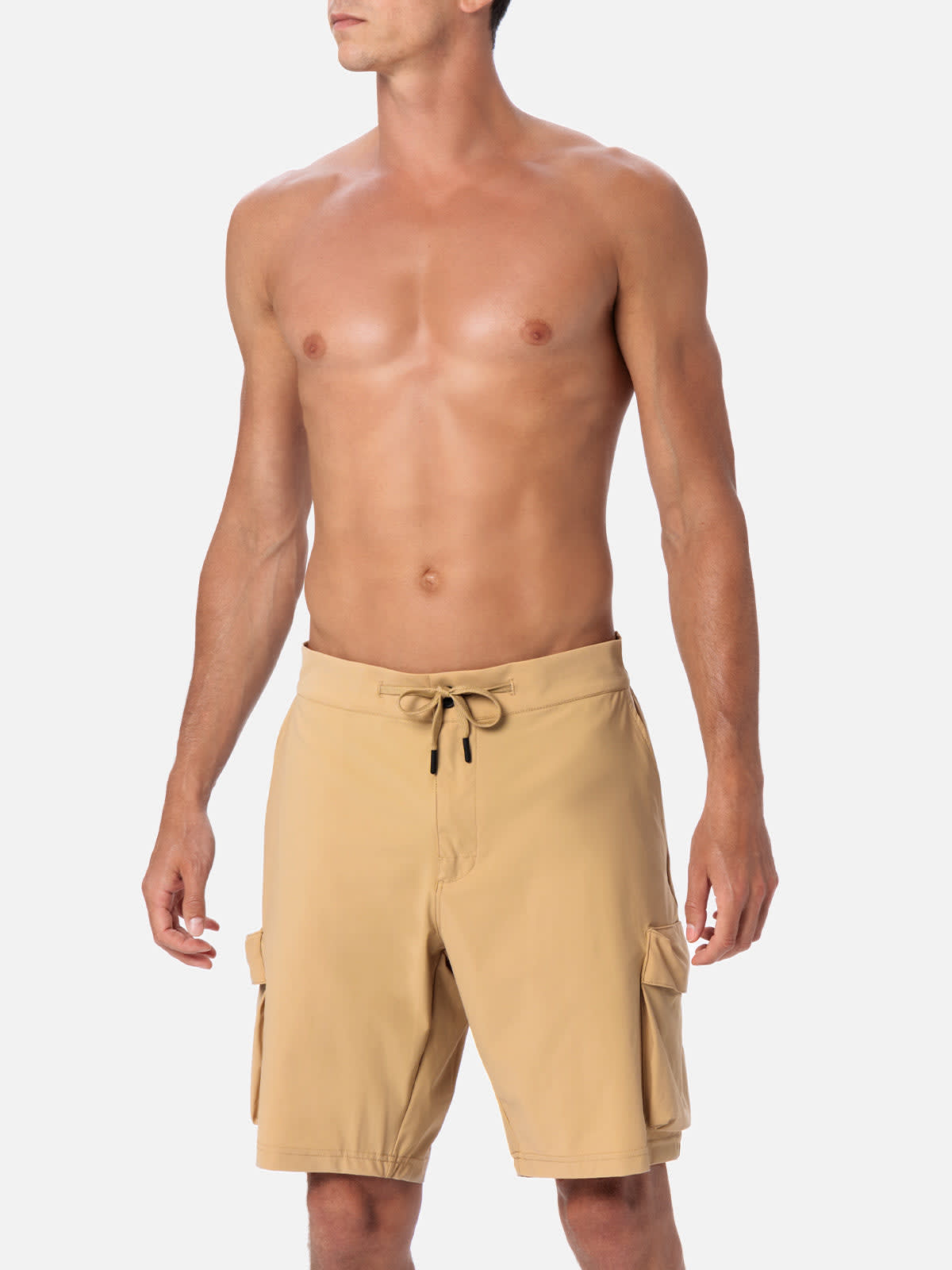 Mc2 Saint Barth Man Beige Bermuda Shorts Deck In White