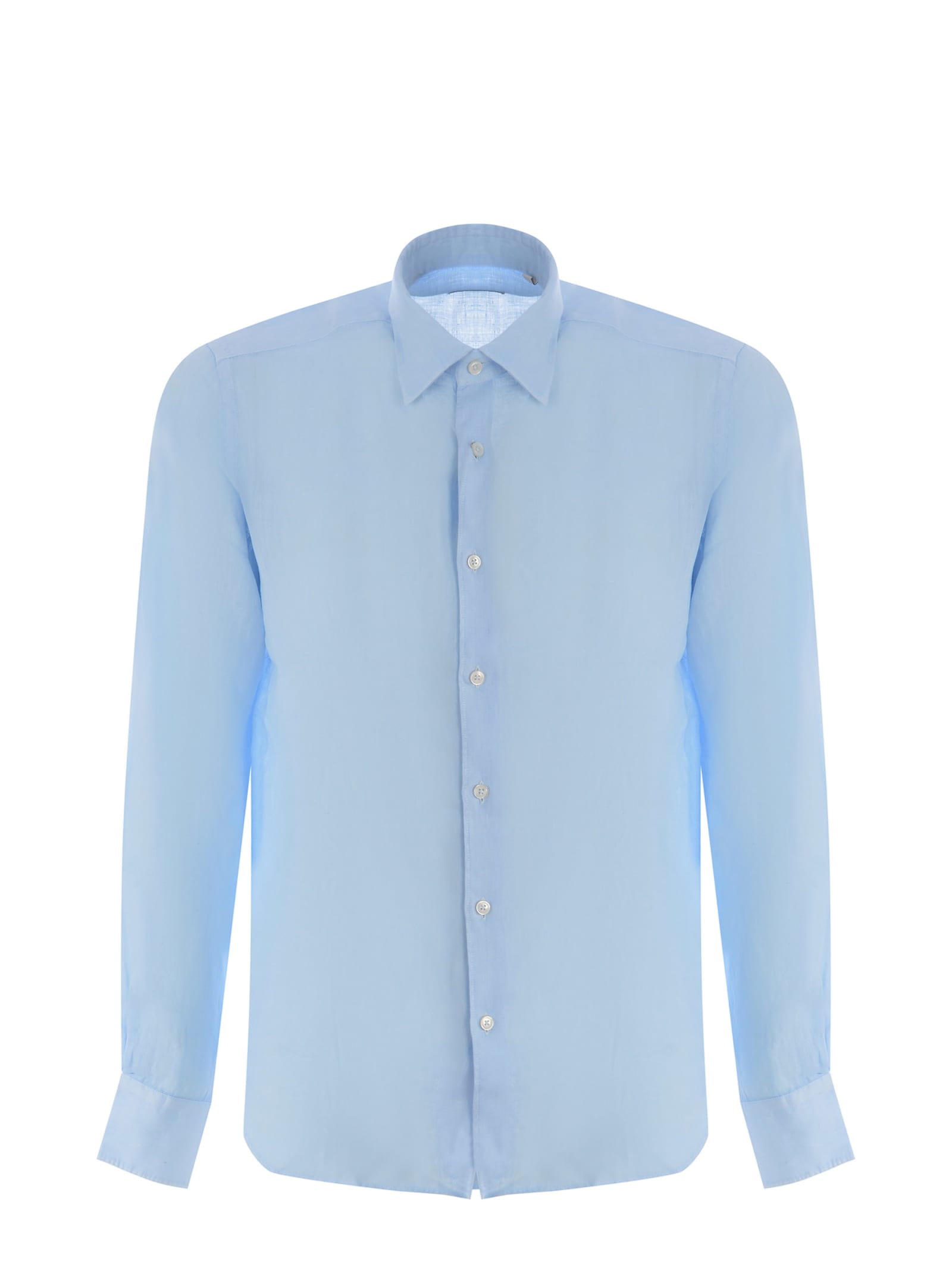 Shop Xacus Shirt  Made Of Linen In Light Blue