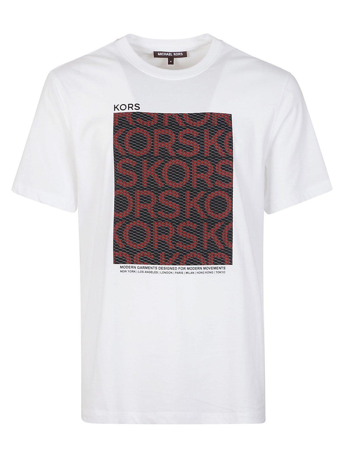 Michael Kors Graphic Printed Crewneck T-shirt In White