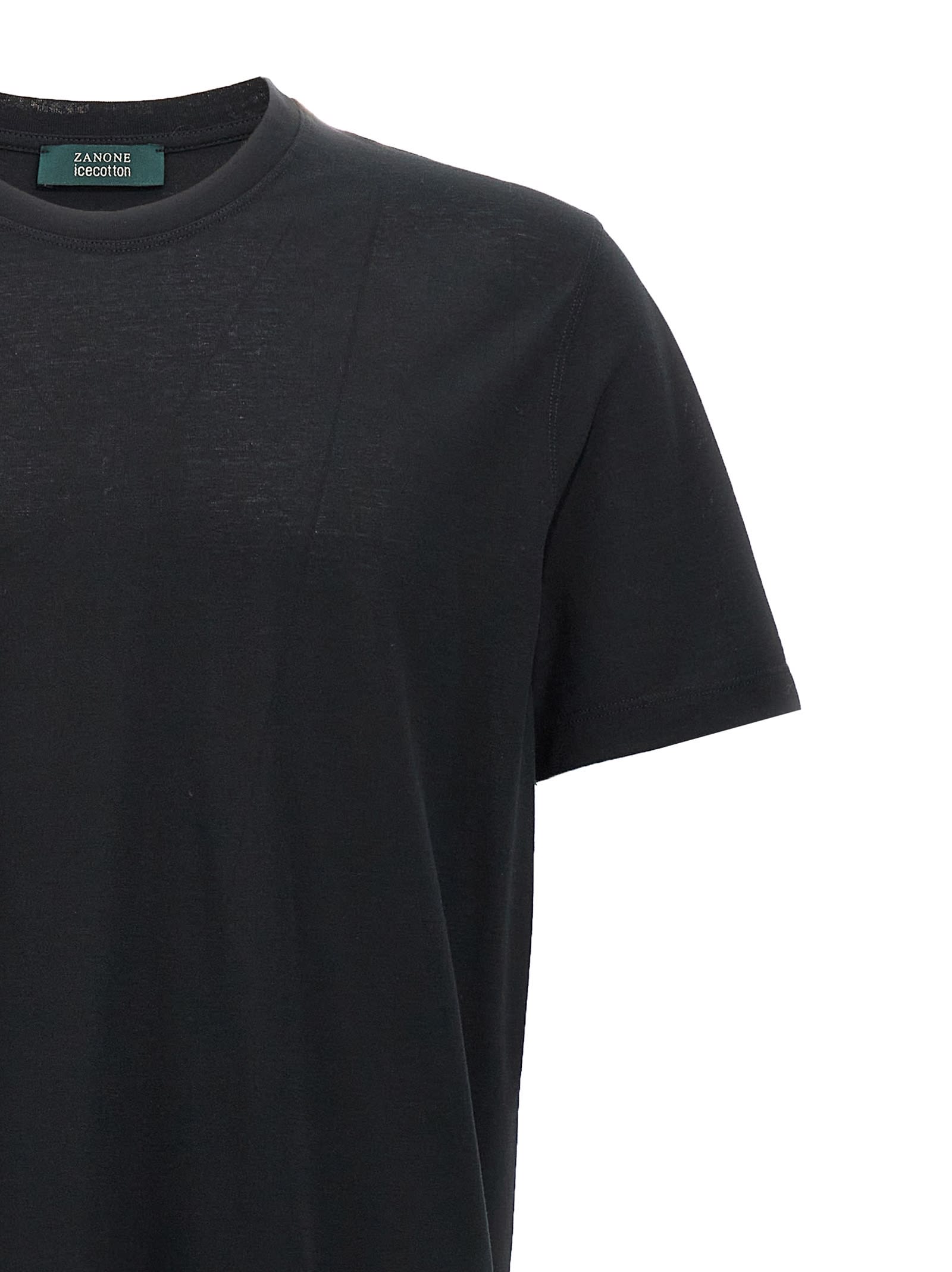 Zanone Jersey Crew Neck T-shirt In Black