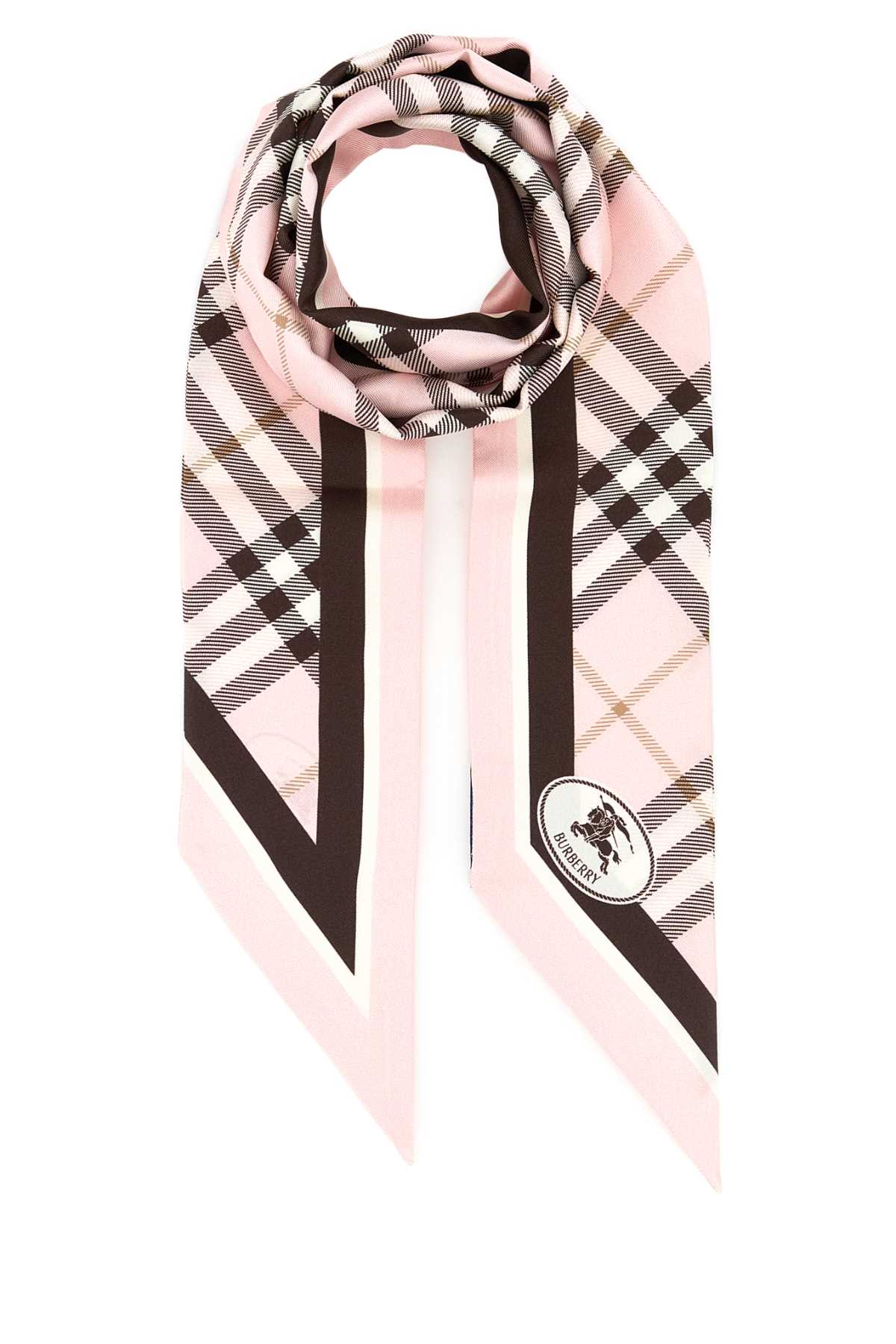 Burberry Embroidered Silk Foulard In Pink