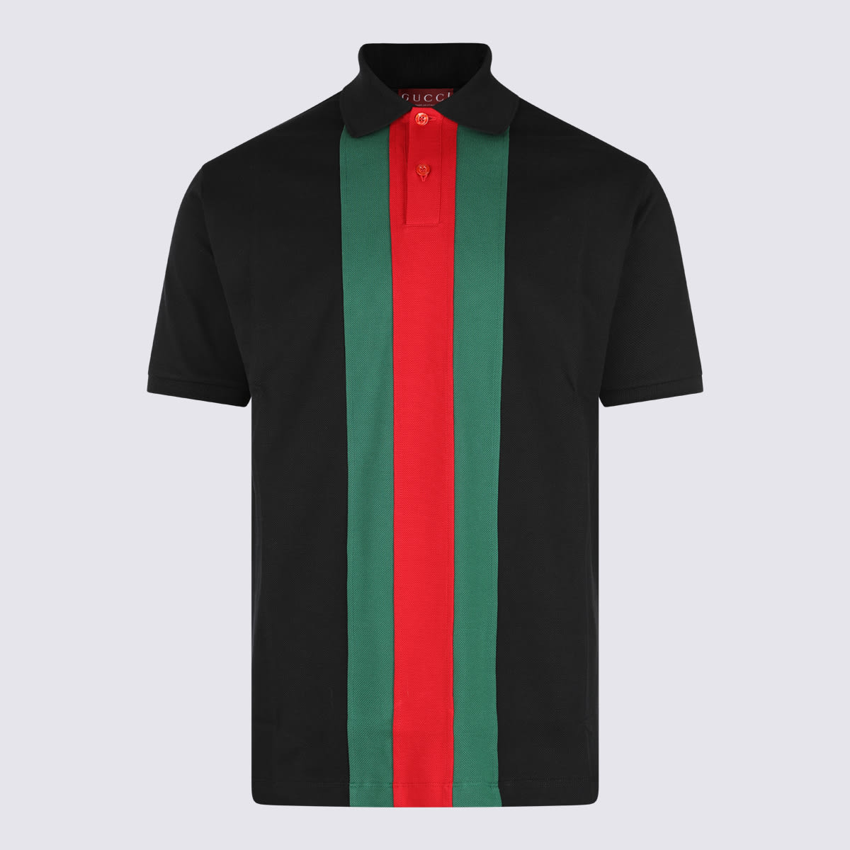 Shop Gucci Black Cotton Polo Shirt