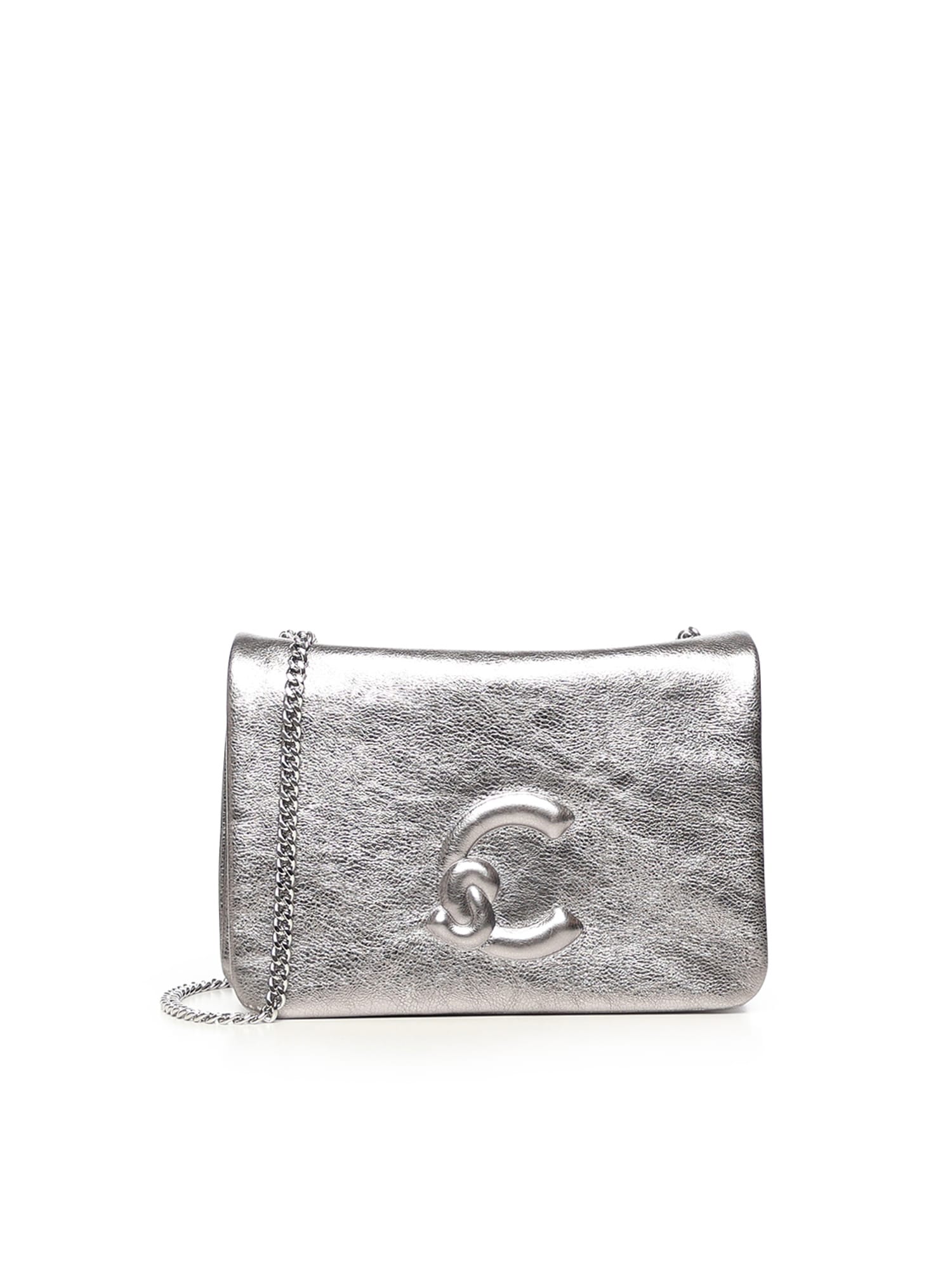 Coccinelle Smooth Leather Mini Bag In Silver