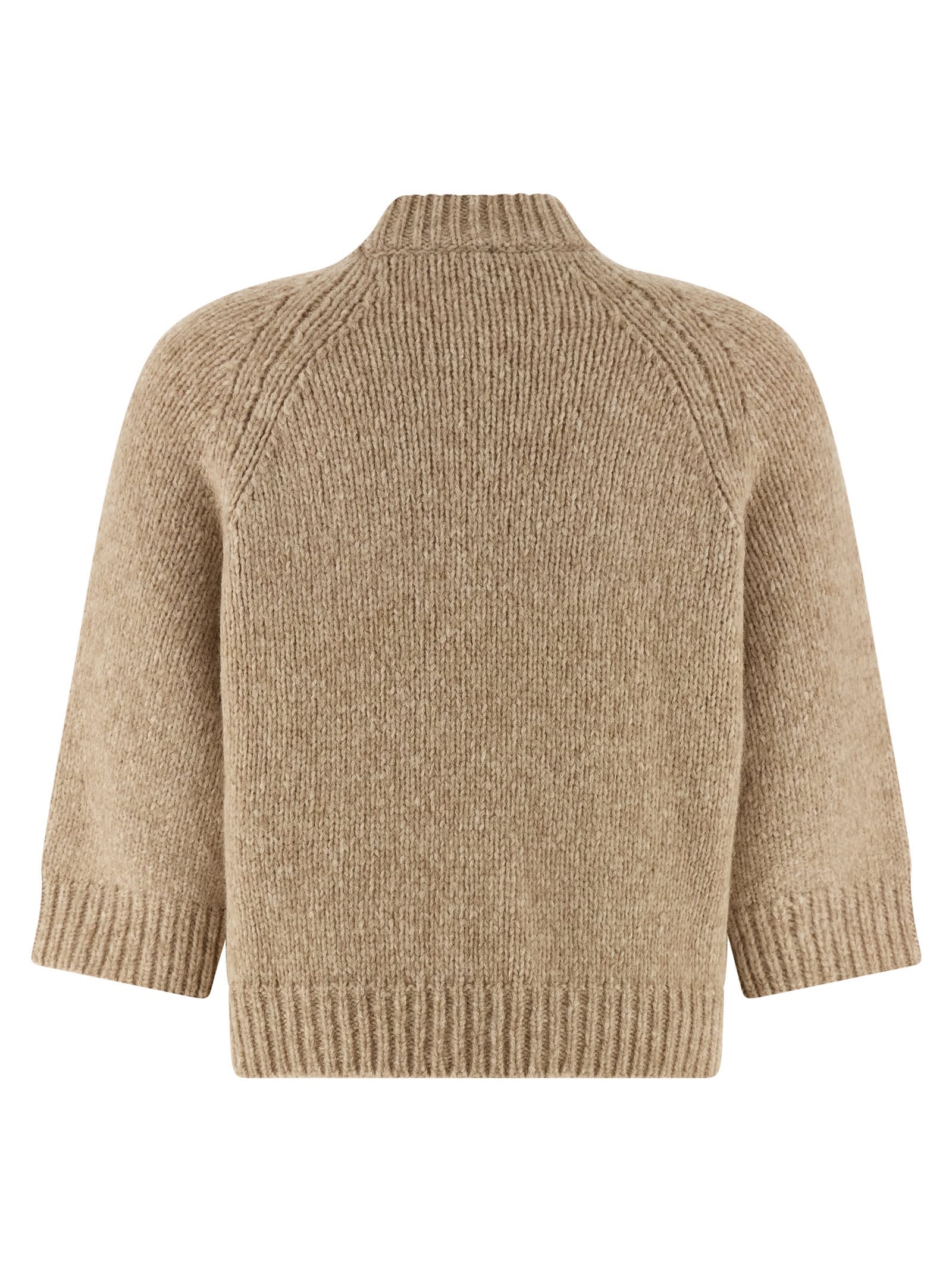 Peserico Diamond Pattern Knit Sweater With Raglan Sleeves In Brown