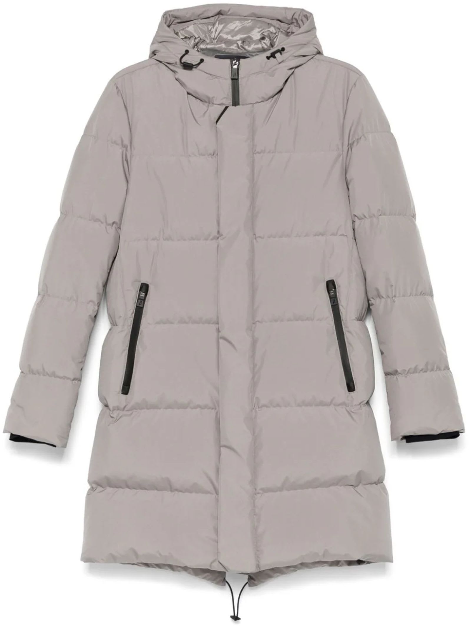 Shop Herno Taupe Grey Padded Coat