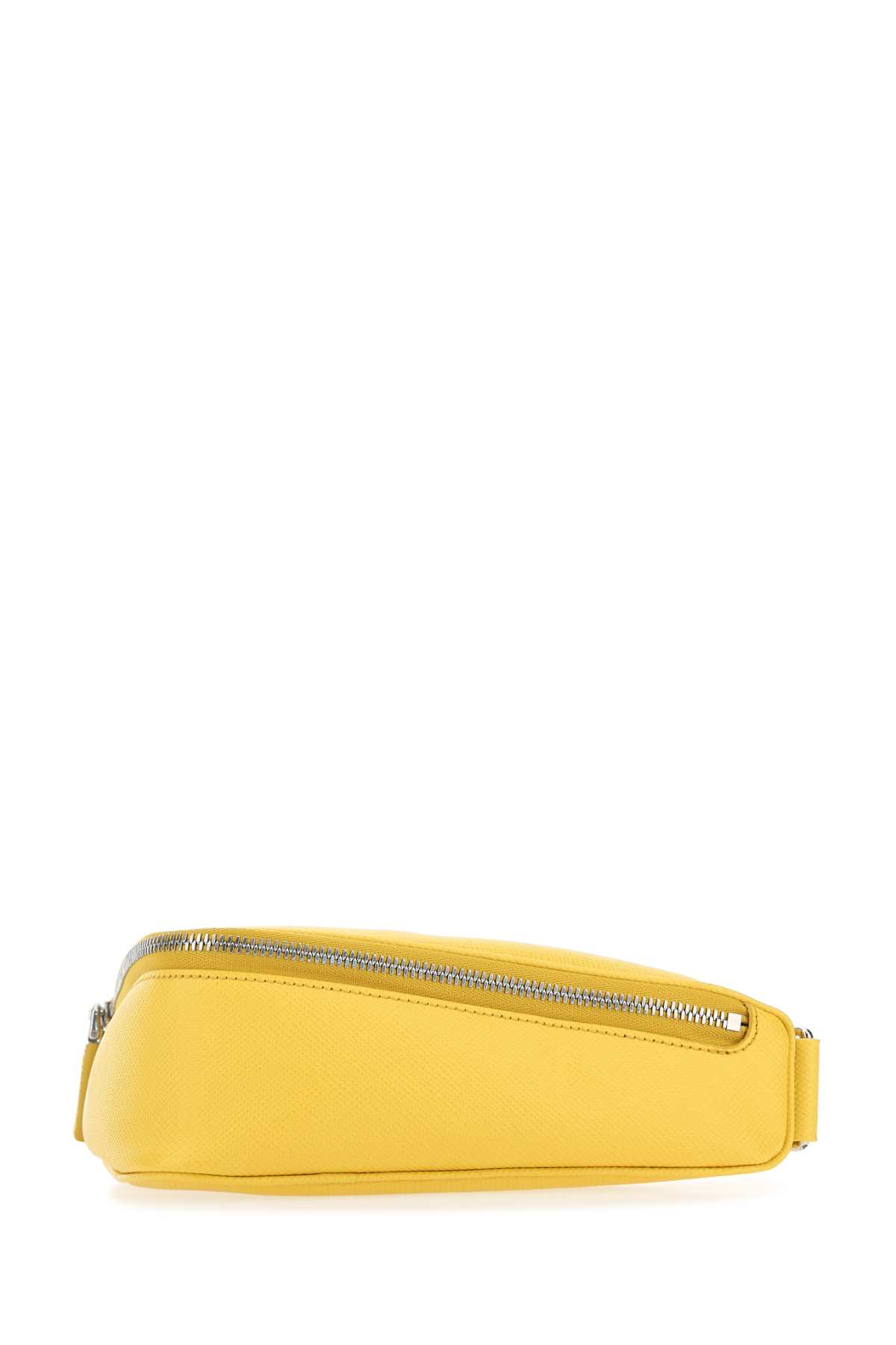 Prada Yellow Leather Belt Bag In Black
