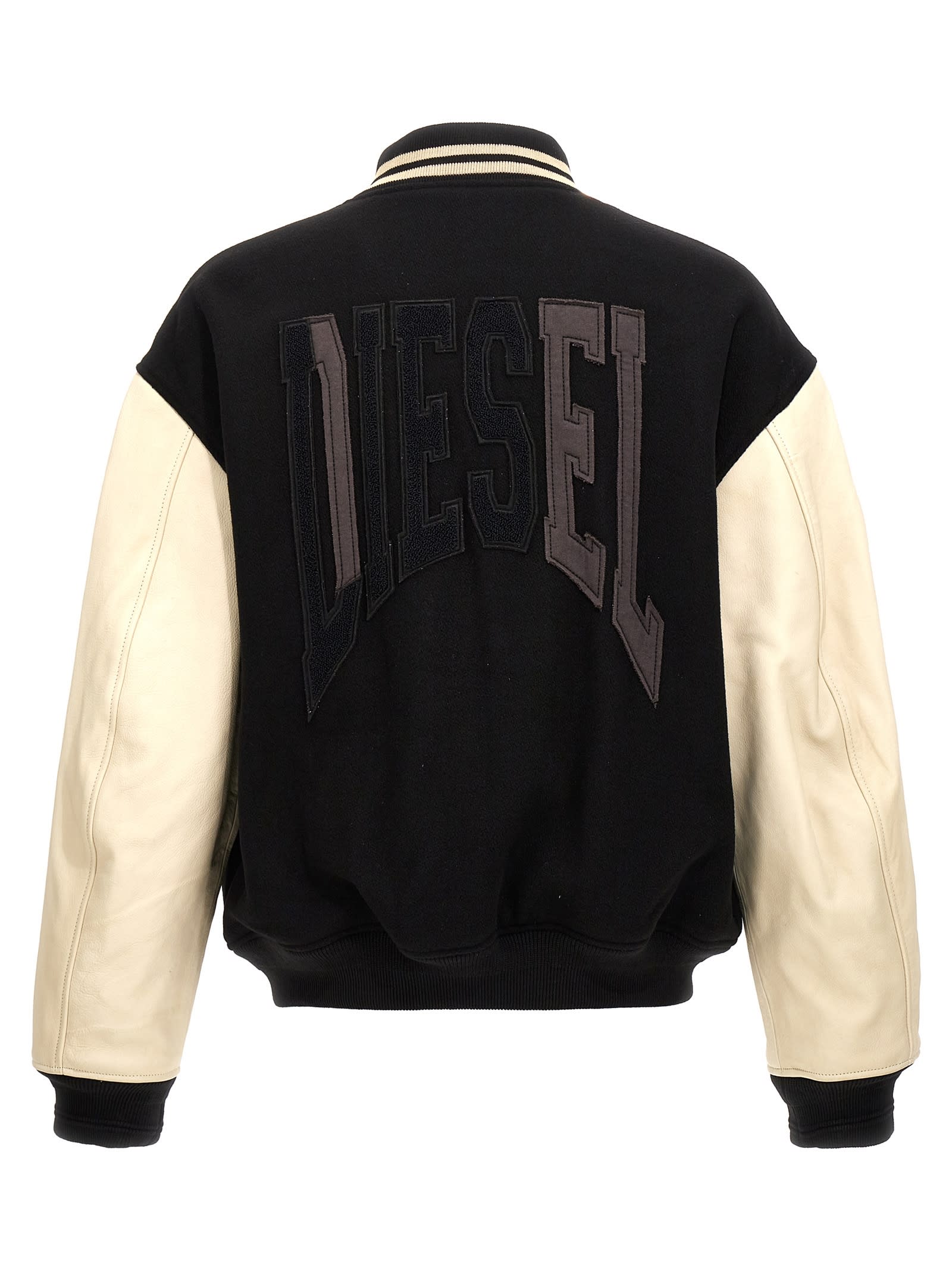 Shop Diesel L-nyman Bomber Jacket In White/black