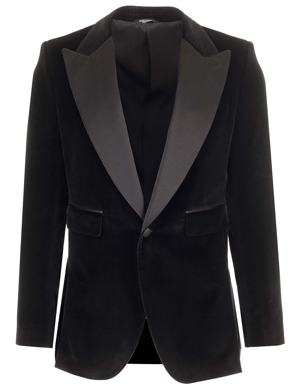 Shop Dolce & Gabbana Velvet Tuxedo Jacket In Black