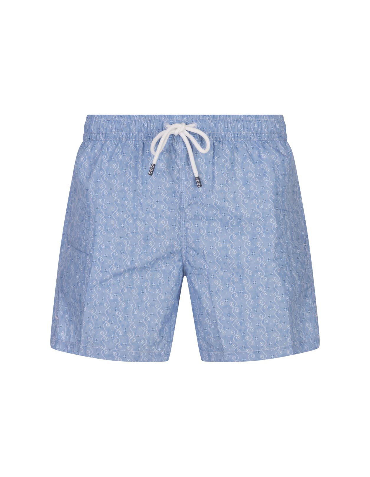 Sky Blue Swim Shorts With Micro Pattern