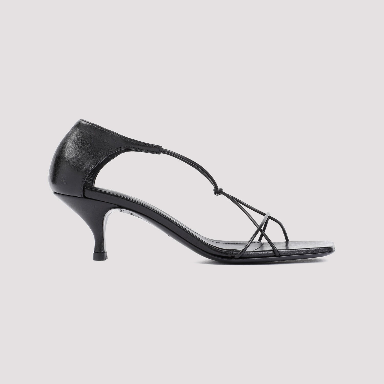 Shop Totême Leather Knot Sandal In Black