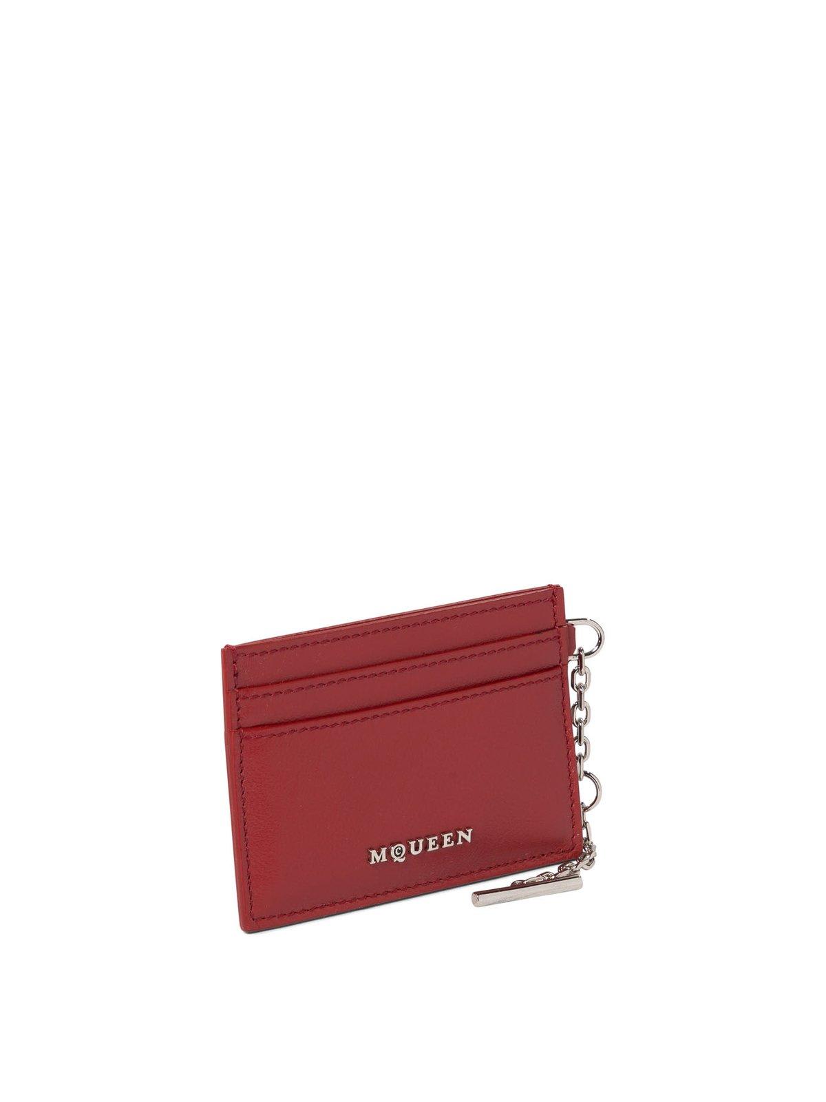 Shop Alexander Mcqueen Sling Logo Plaque Card Holder In Red