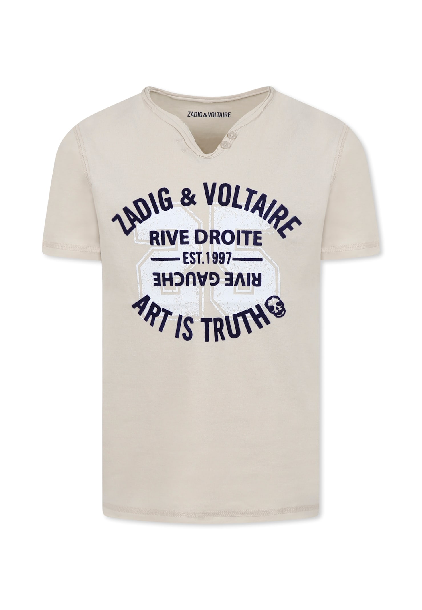Zadig & Voltaire Ivory T-shirt For Boy With Logo In Ivory