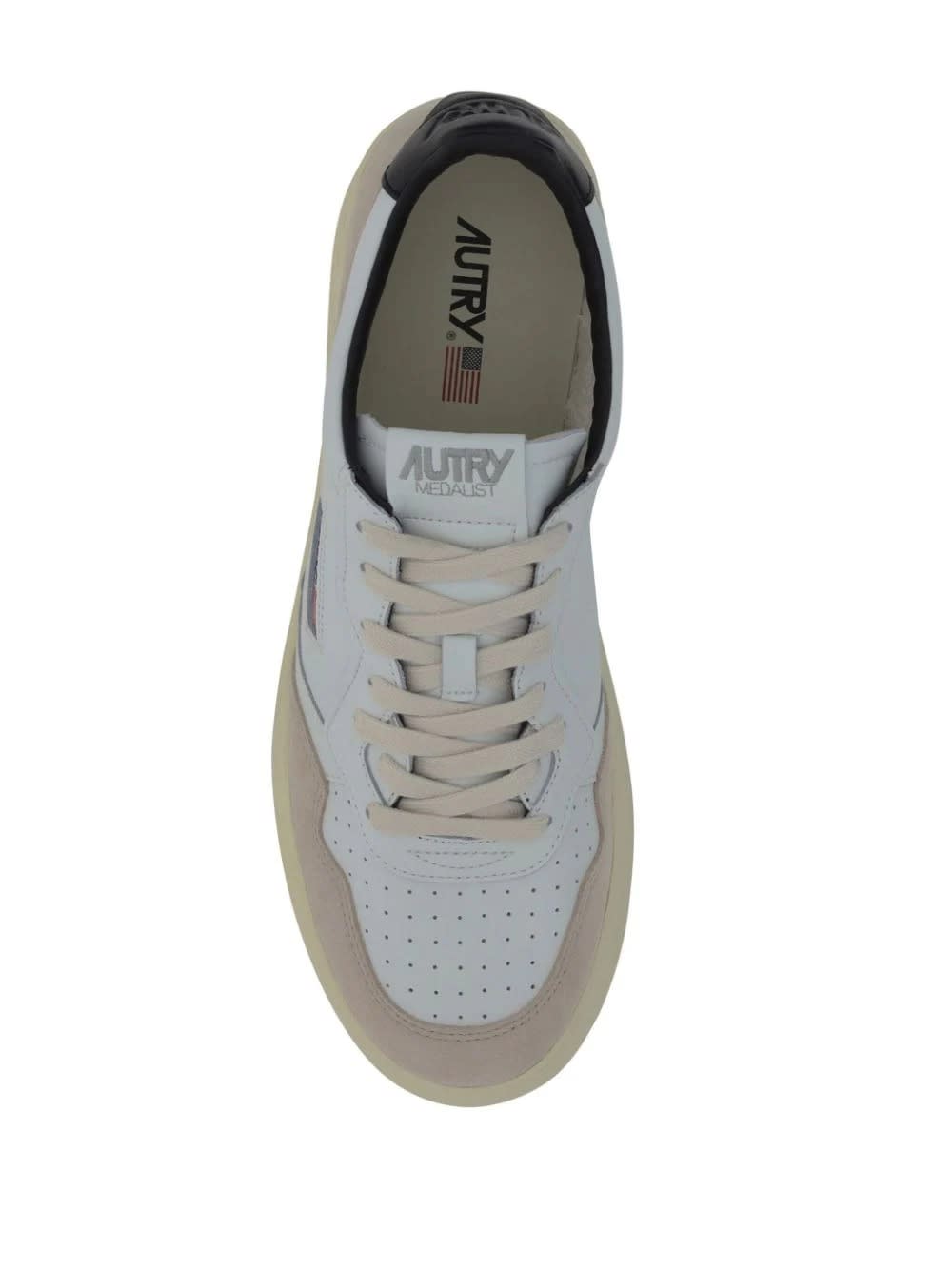 Shop Autry Medalist Low Sneakers In Suede And Leather With Lettering In White