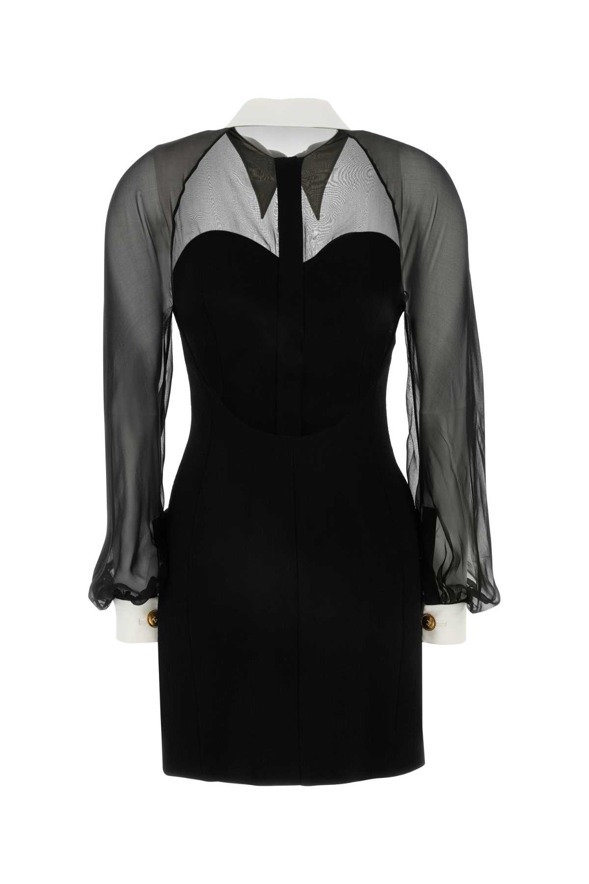 Shop Versace Black Crepe And Chiffon Blazer Dress