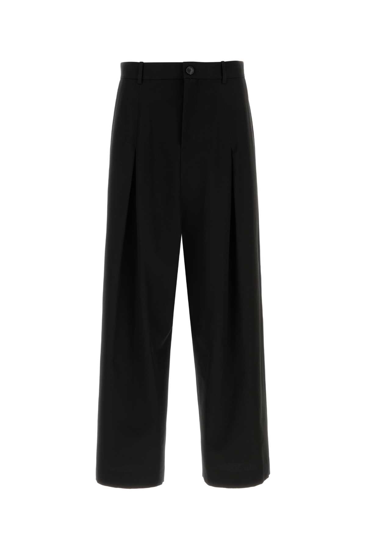 Black Cotton Wide-leg Pant