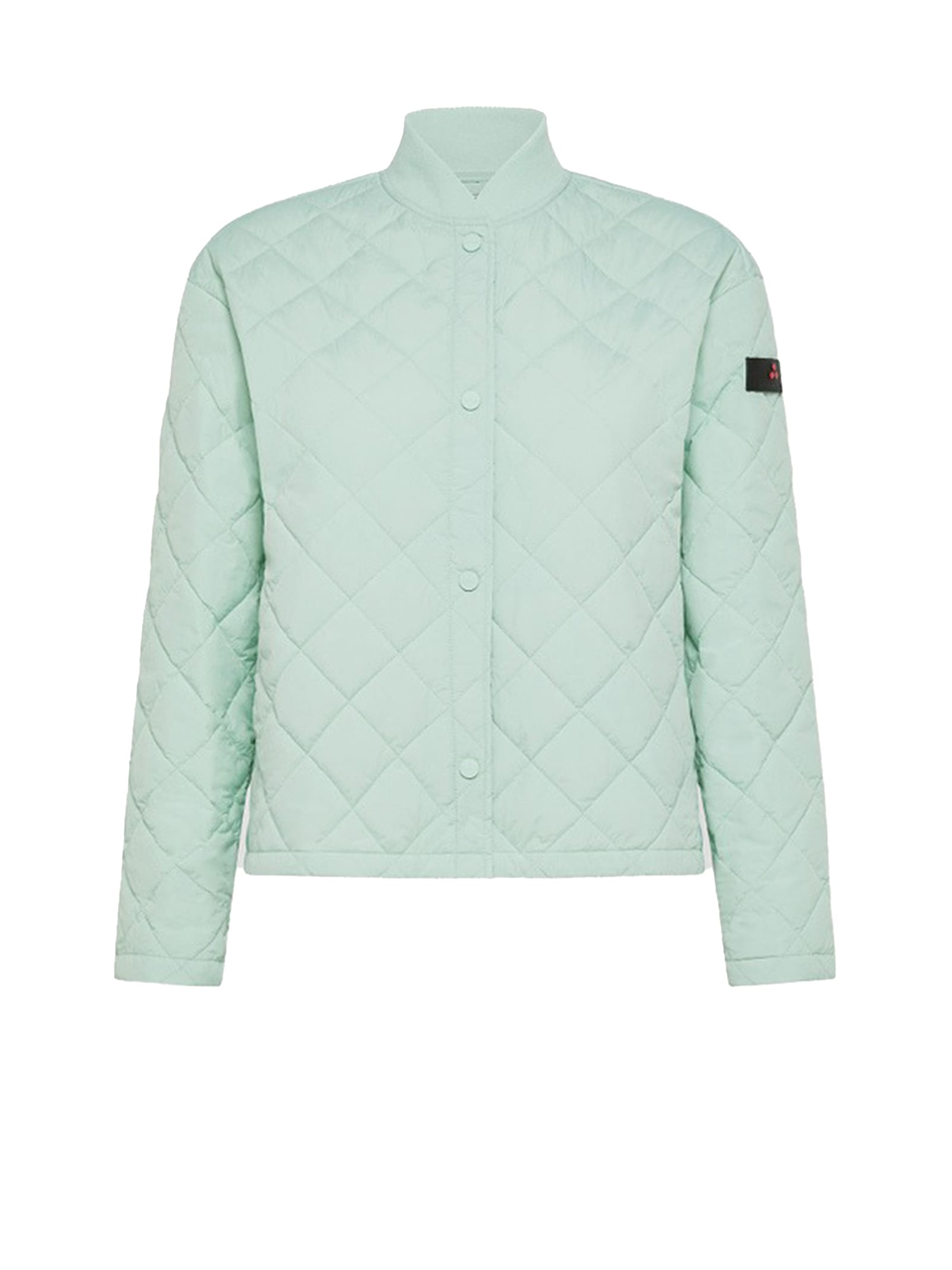 Shop Peuterey Mint Quilted Down Jacket With Buttons In Verde