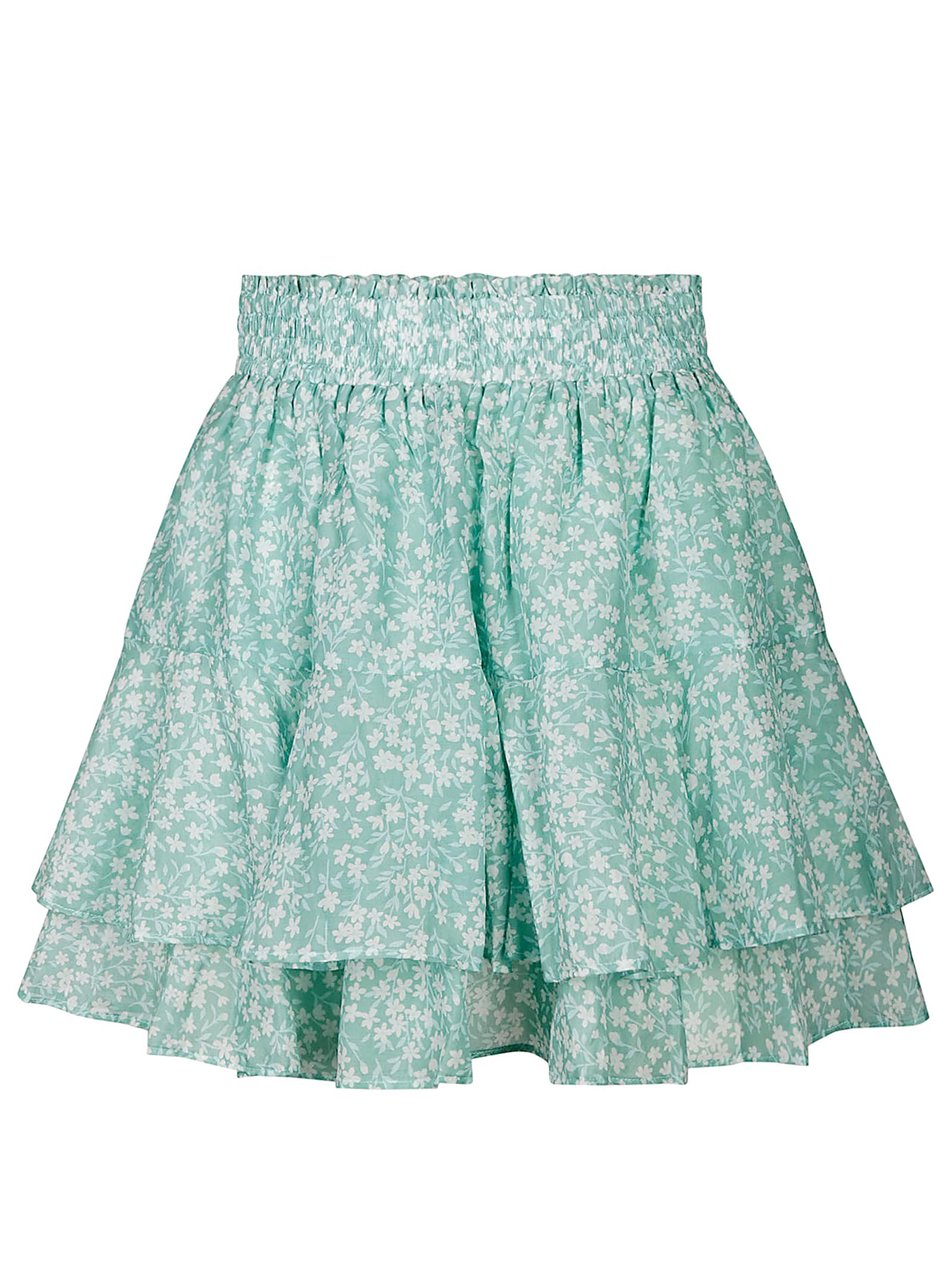 Mc2 Saint Barth Eivissa Floral Ruffled Mini Skirt In Green