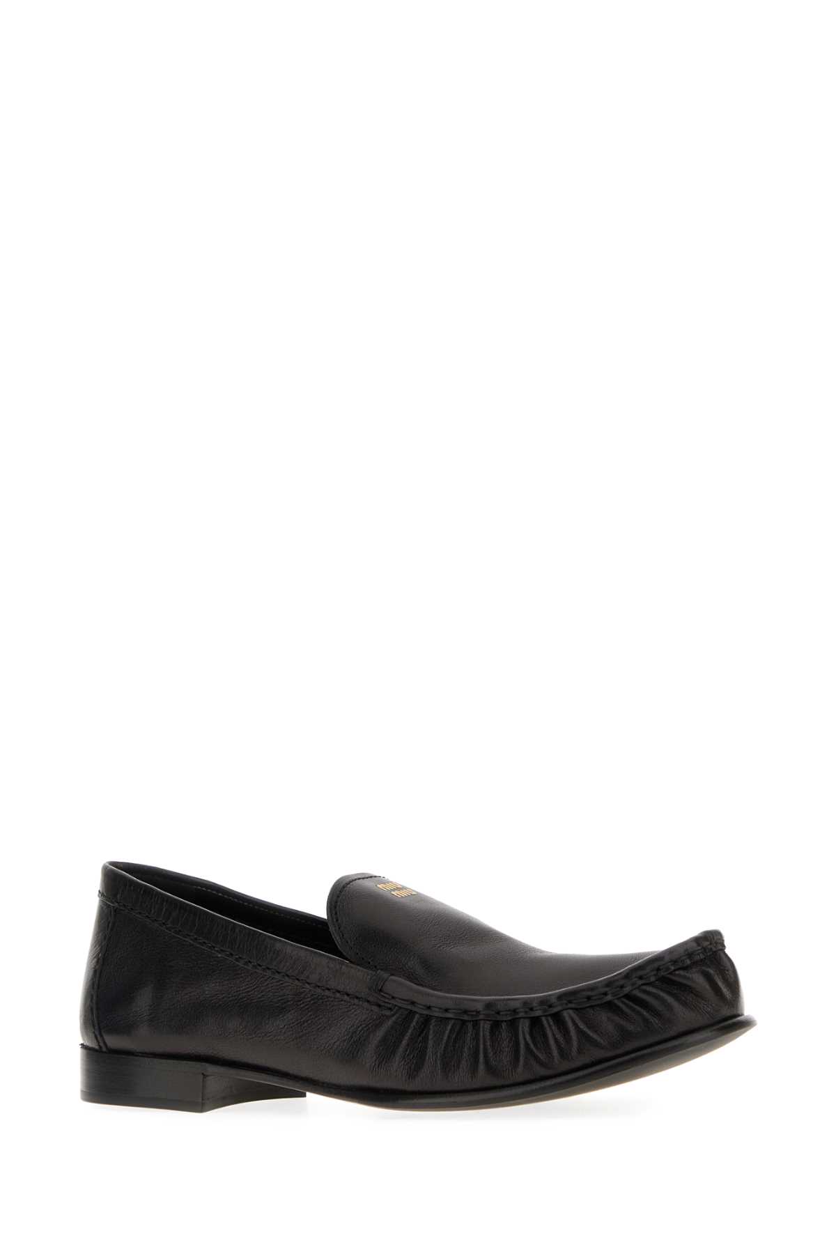 Miu Miu Black Leather Loafers In Black
