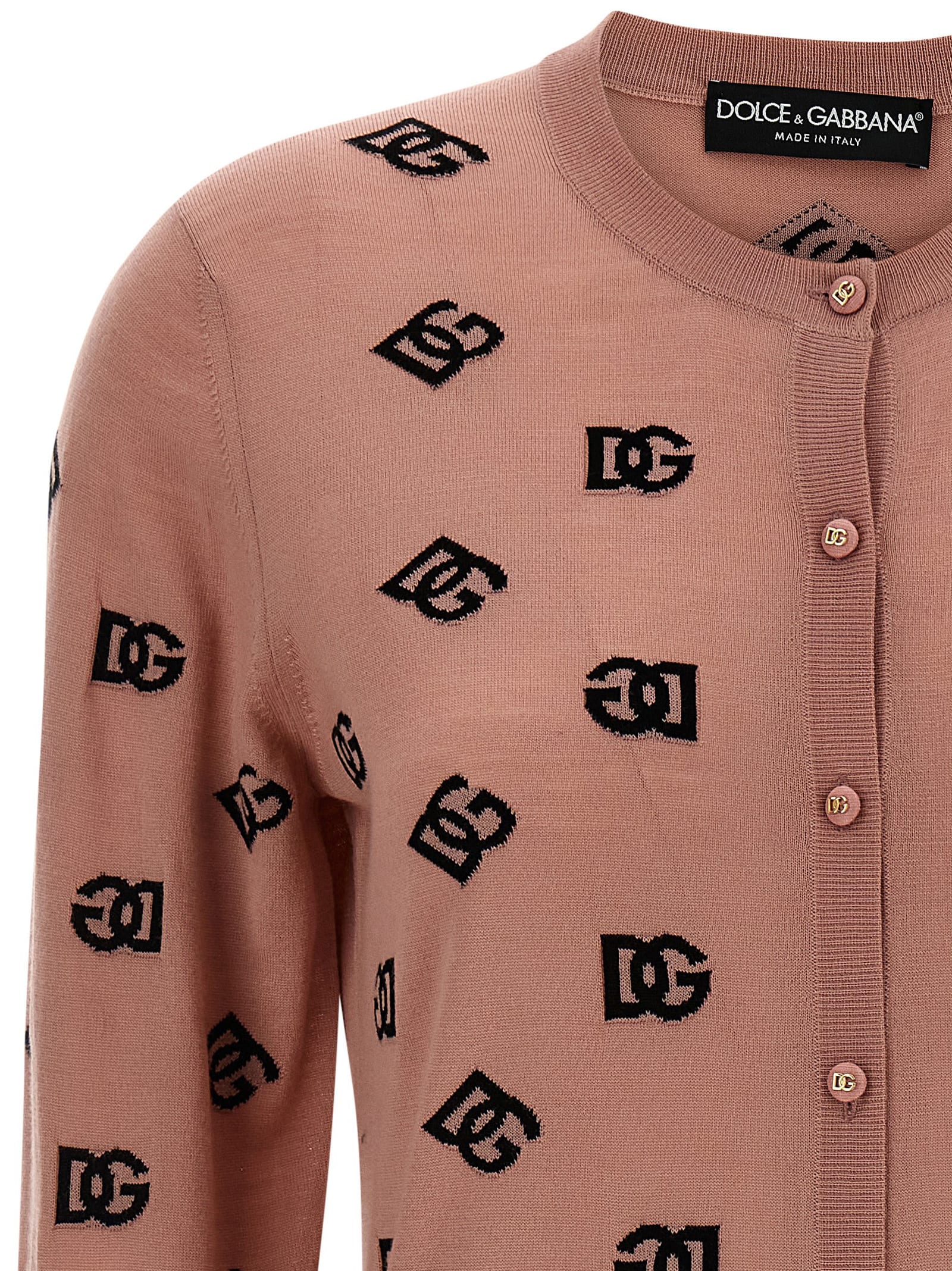 Dolce & Gabbana Long-sleeved Knitted Cardigan In Pink