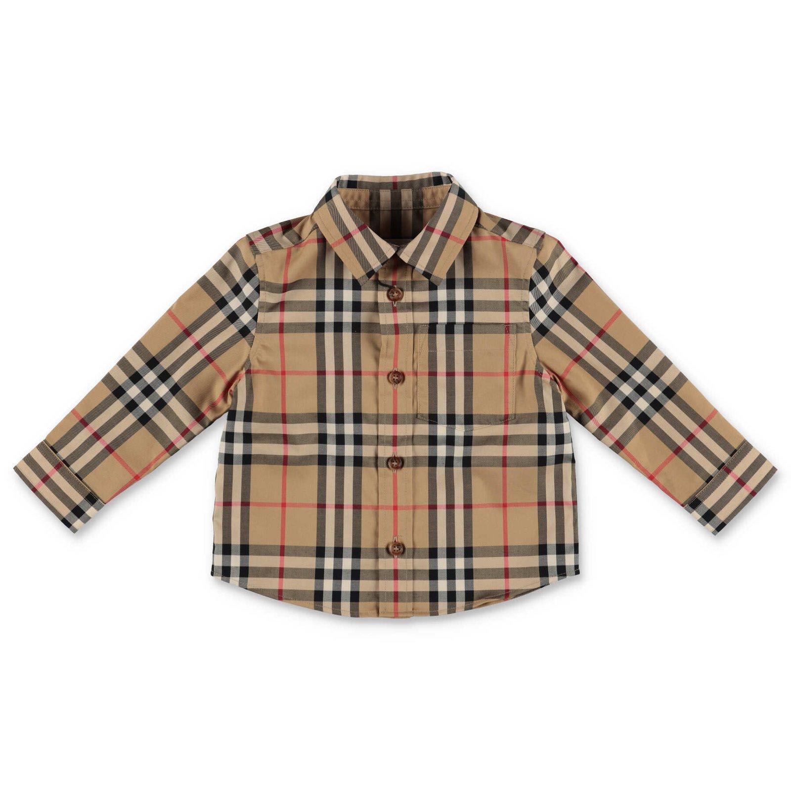 Burberry Kids' Checked Long-sleeved Shirt In Brown