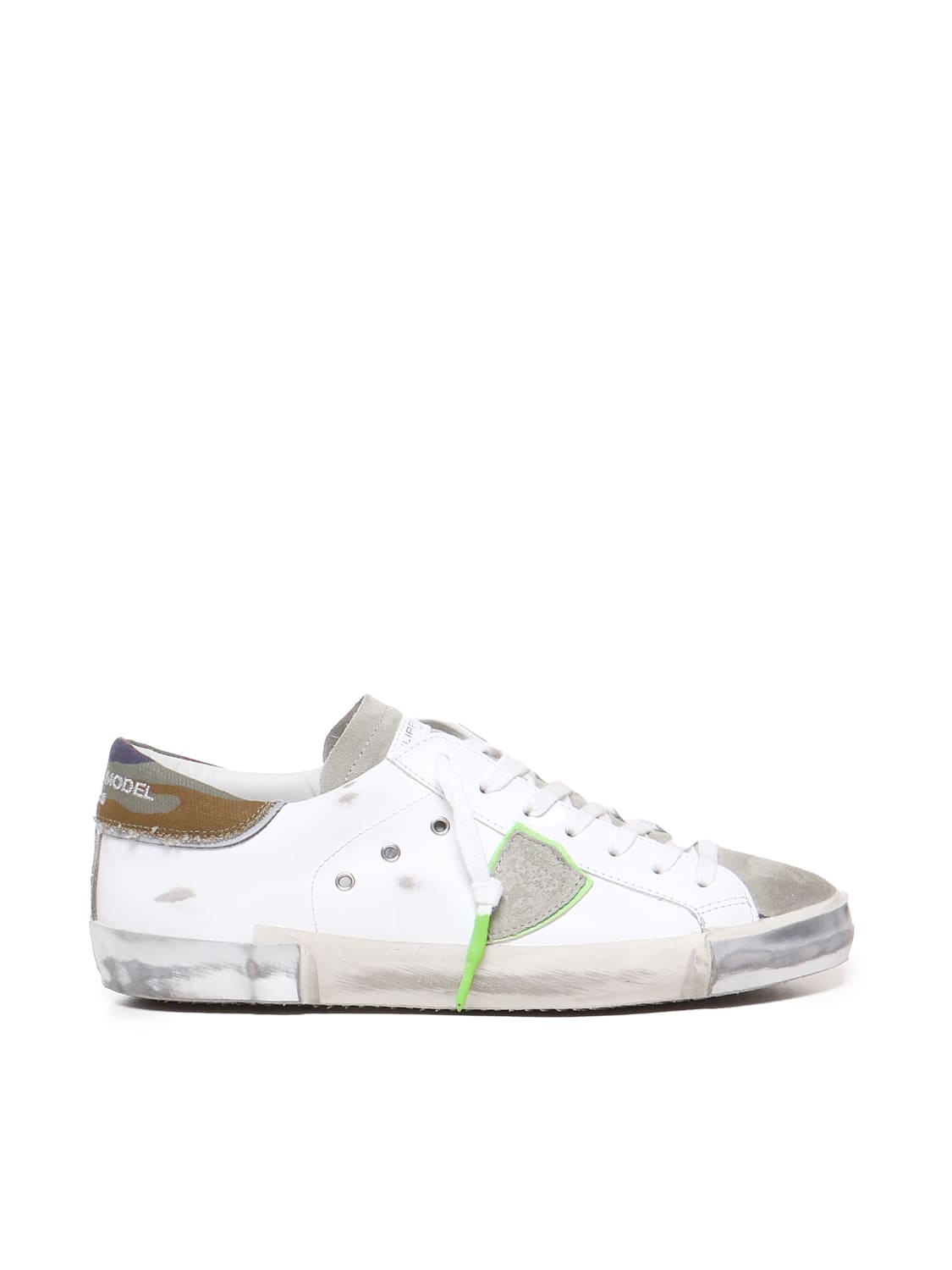 Shop Philippe Model Paris Logo-patch Sneakers In White/green