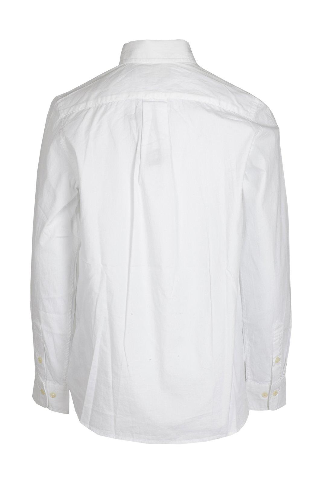 Shop Ralph Lauren Logo Embroidered Long Sleeved Shirt In White